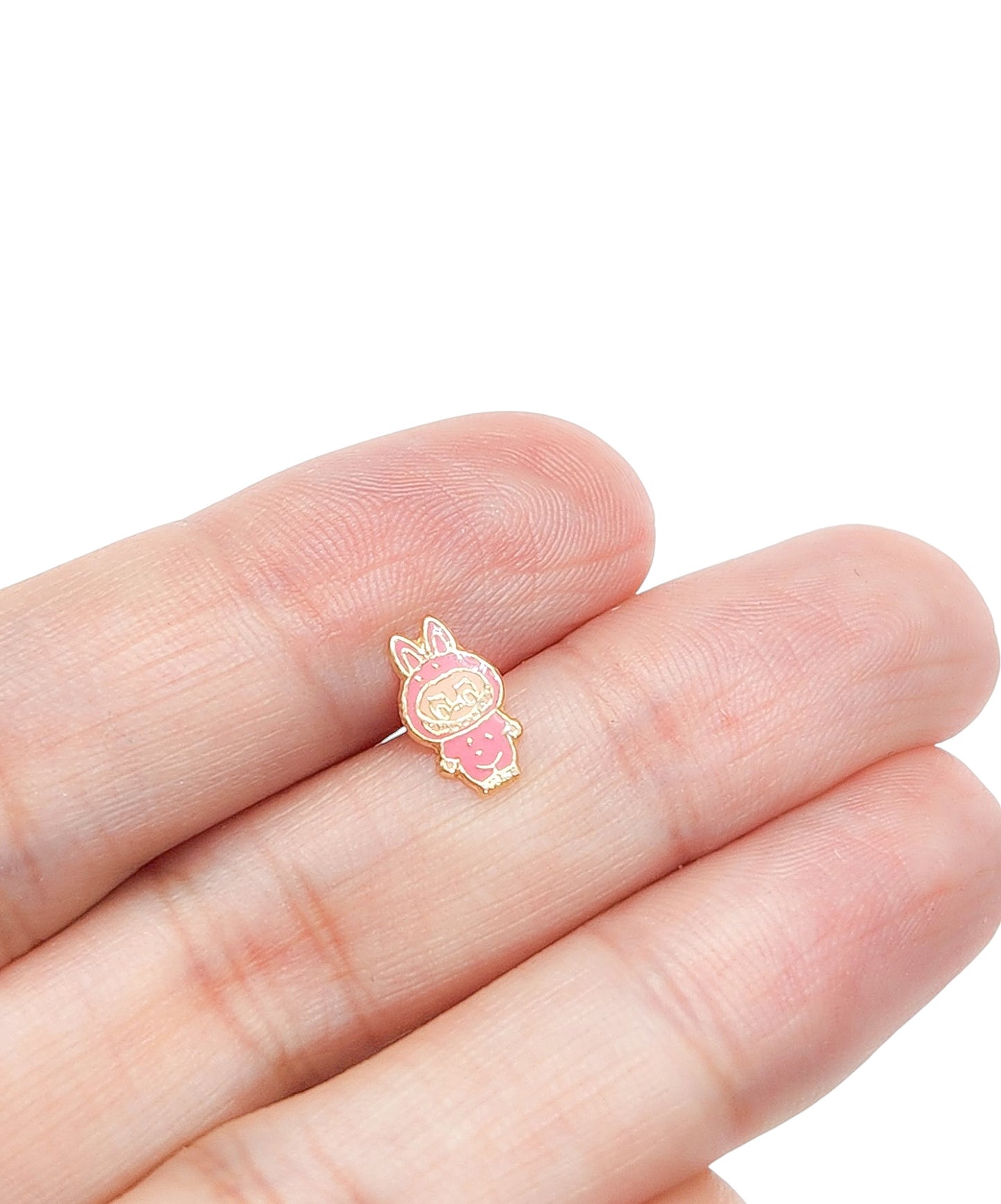 Par o Pieza de Broquel bubu rosa esmalte oro 10k