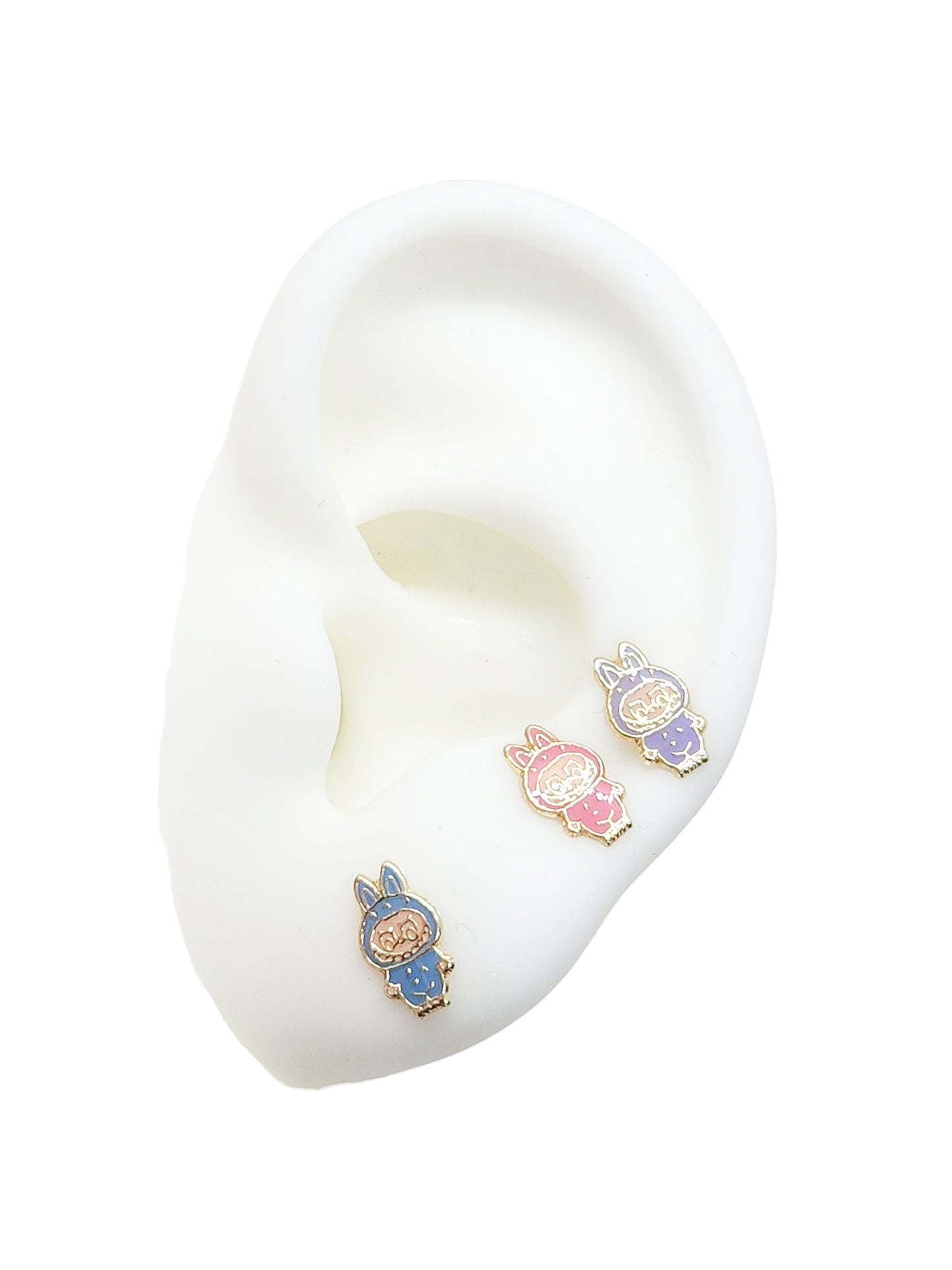 Par o Pieza de Broquel bubu rosa esmalte oro 10k