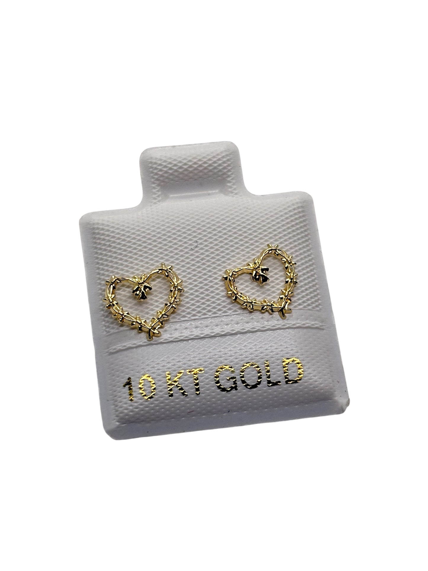 Par de Broquel Corazon espinas Karol G Chico Oro 10K