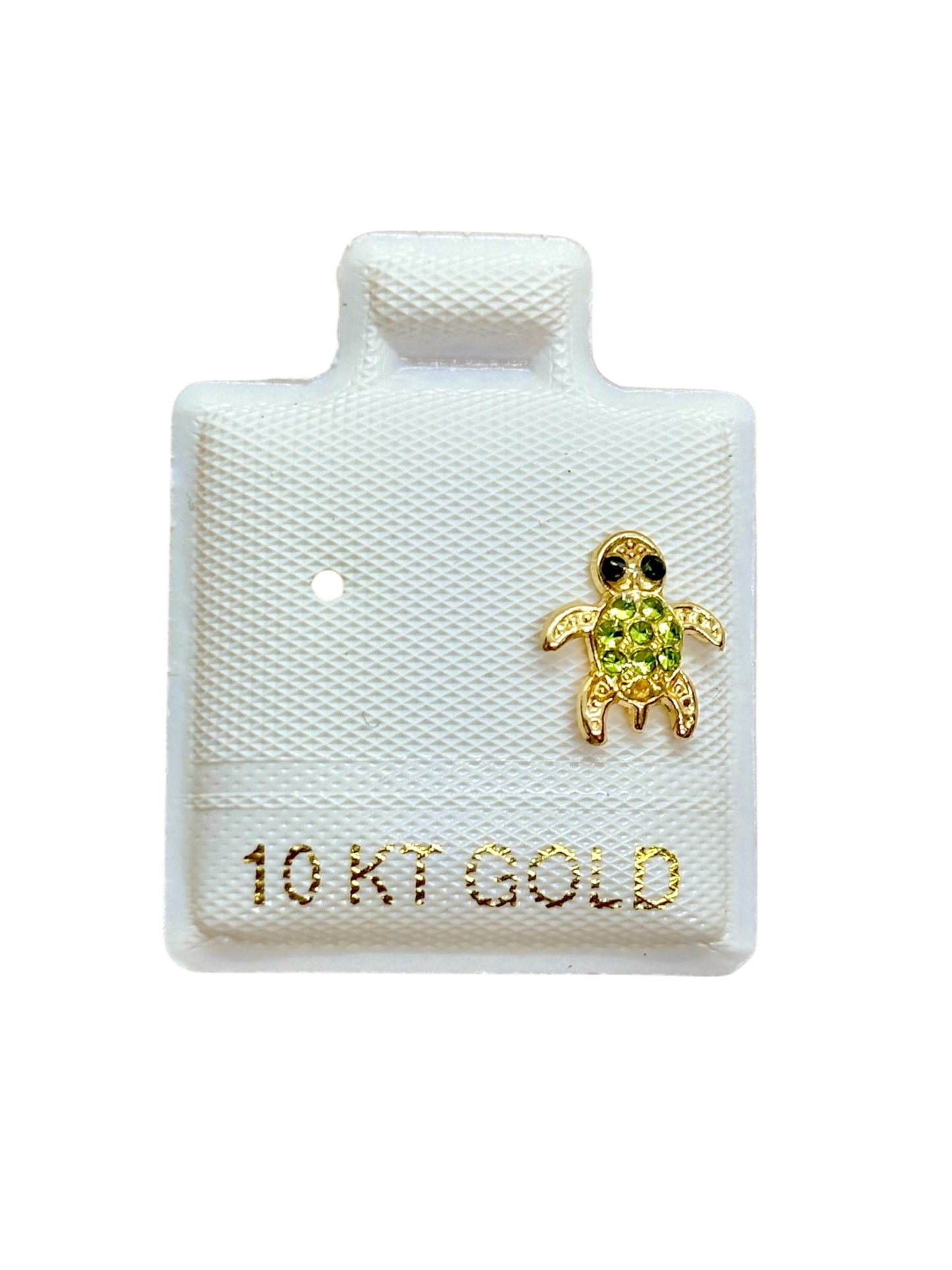 Par o pieza Broquel tortuga con piedras ORO 10K