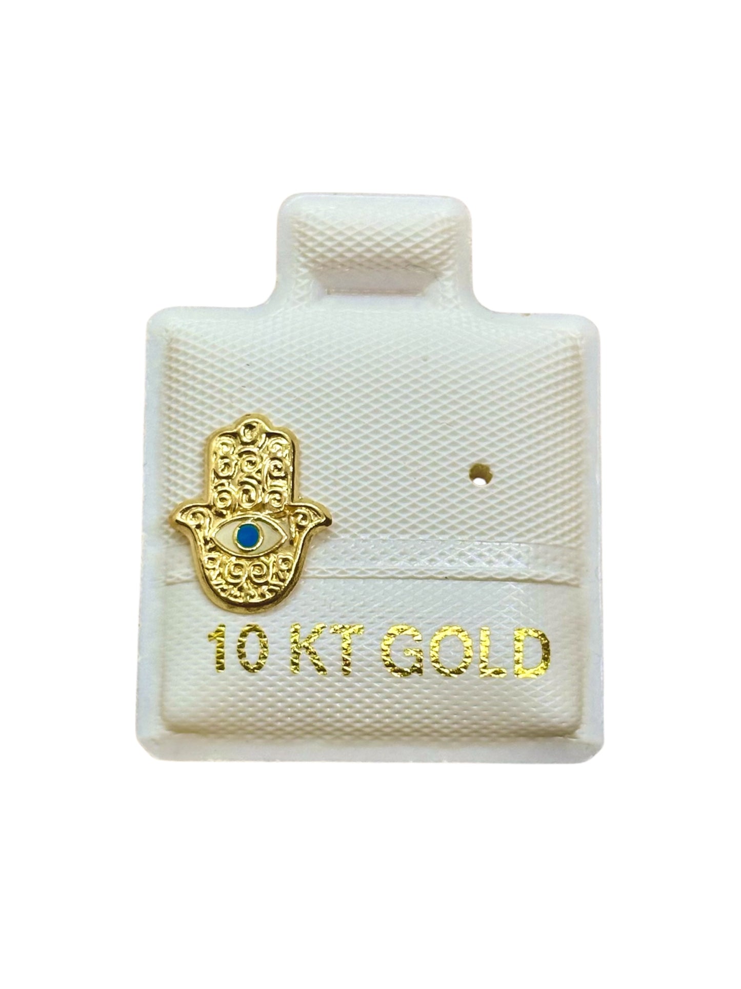 Par o pieza Broquel Mano de Fatima con esmalte ORO 10K