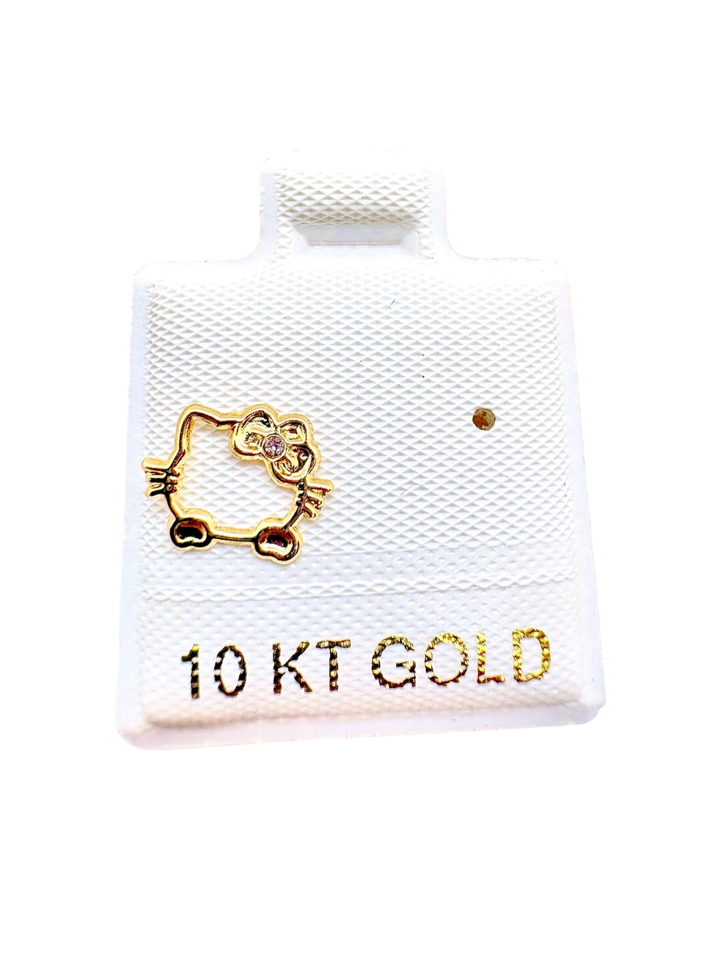 Par o pieza Broquel Contorno gatita ORO 10K