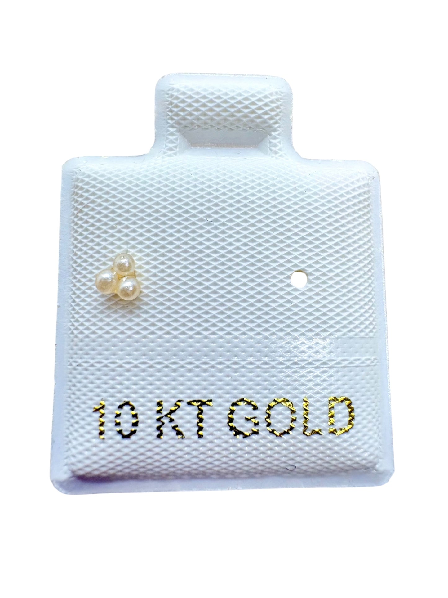 Par o pieza Broquel triple chispita de perla ORO 10K