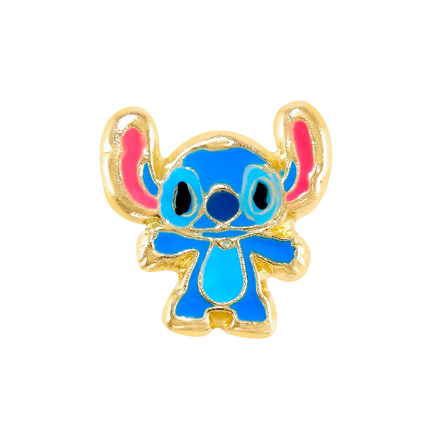 Par de Broquel Stich esmalte azul oro 10k