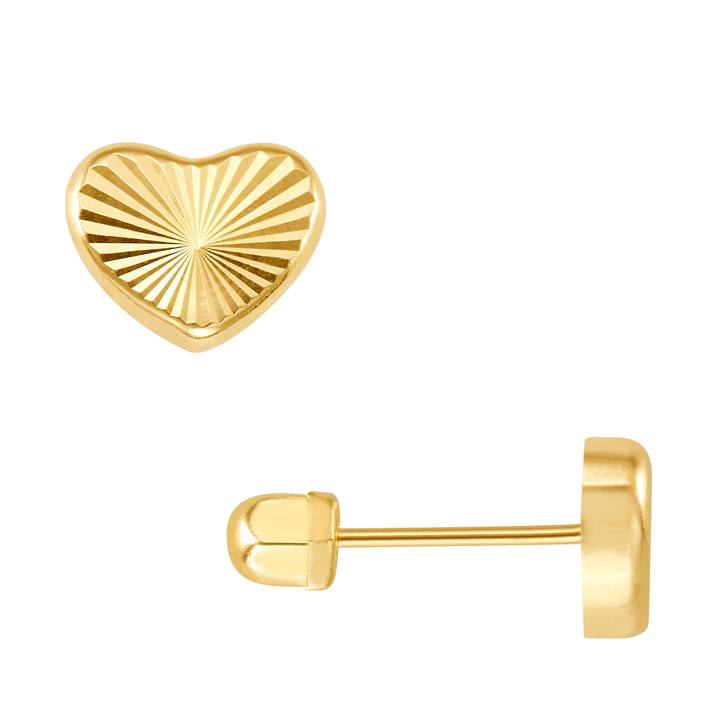 Par de Broquel corazón tachuela diamantado oro 10k DORADO