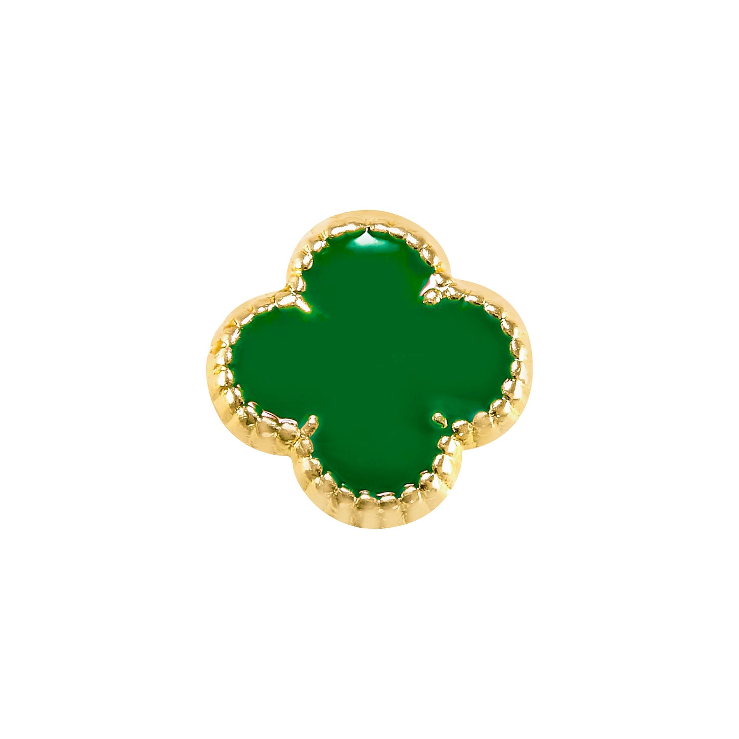Par de Broquel trébol CHICO y GRANDE esmalte verde oro de 10k DORADO