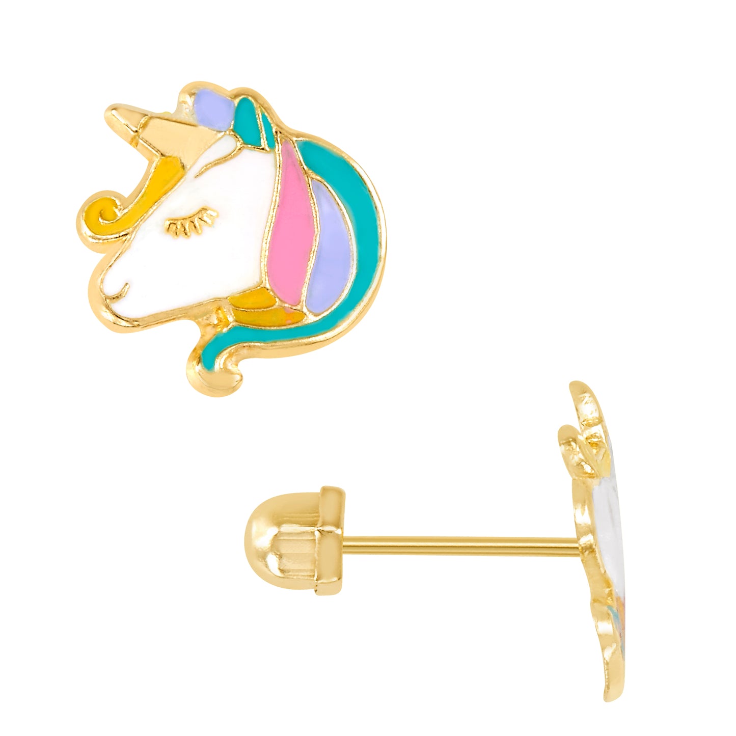 Par de Broquel unicornio (2 tamaños) oro 10k DORADO