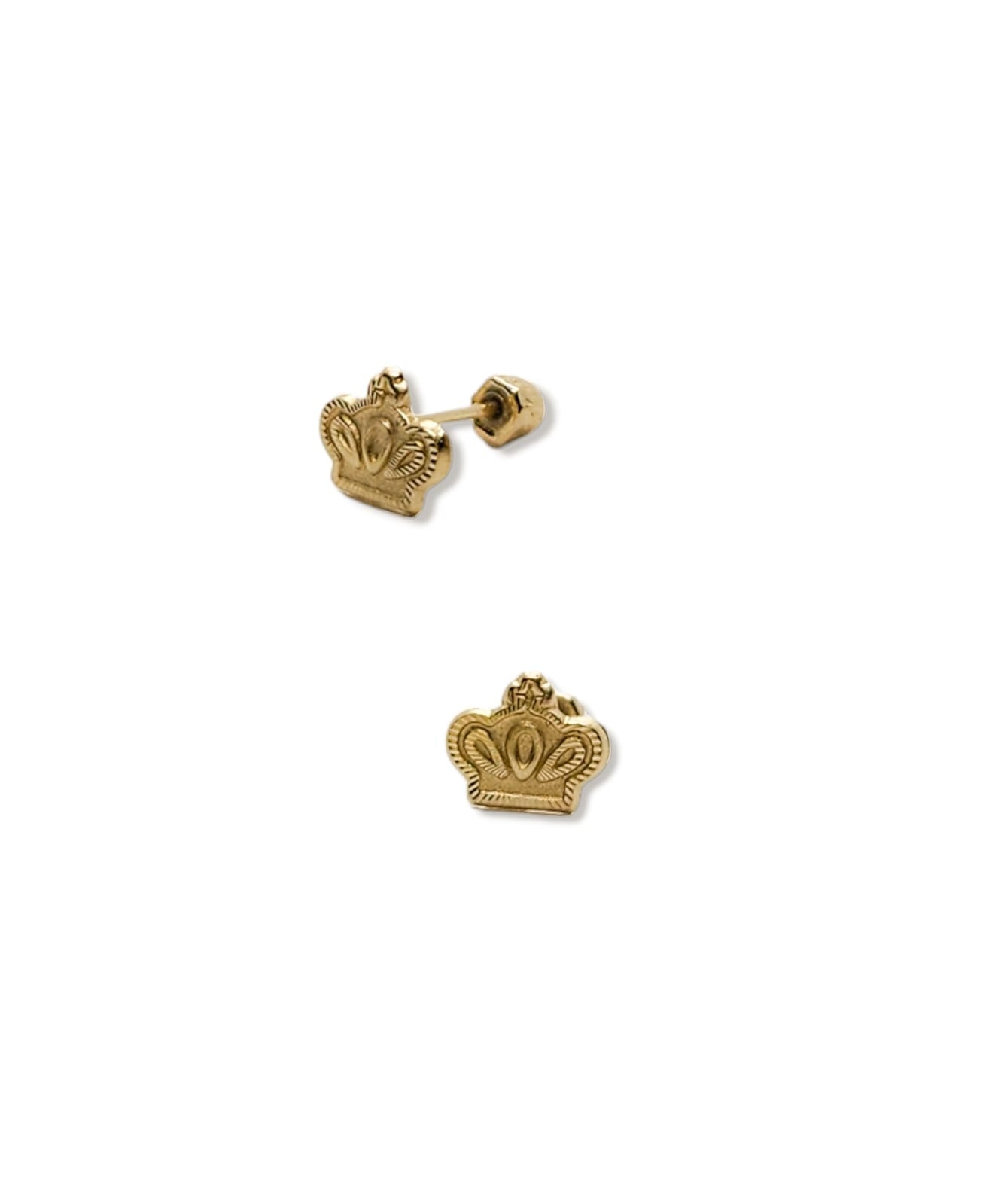Par de Broquel corona princess mini oro 10k