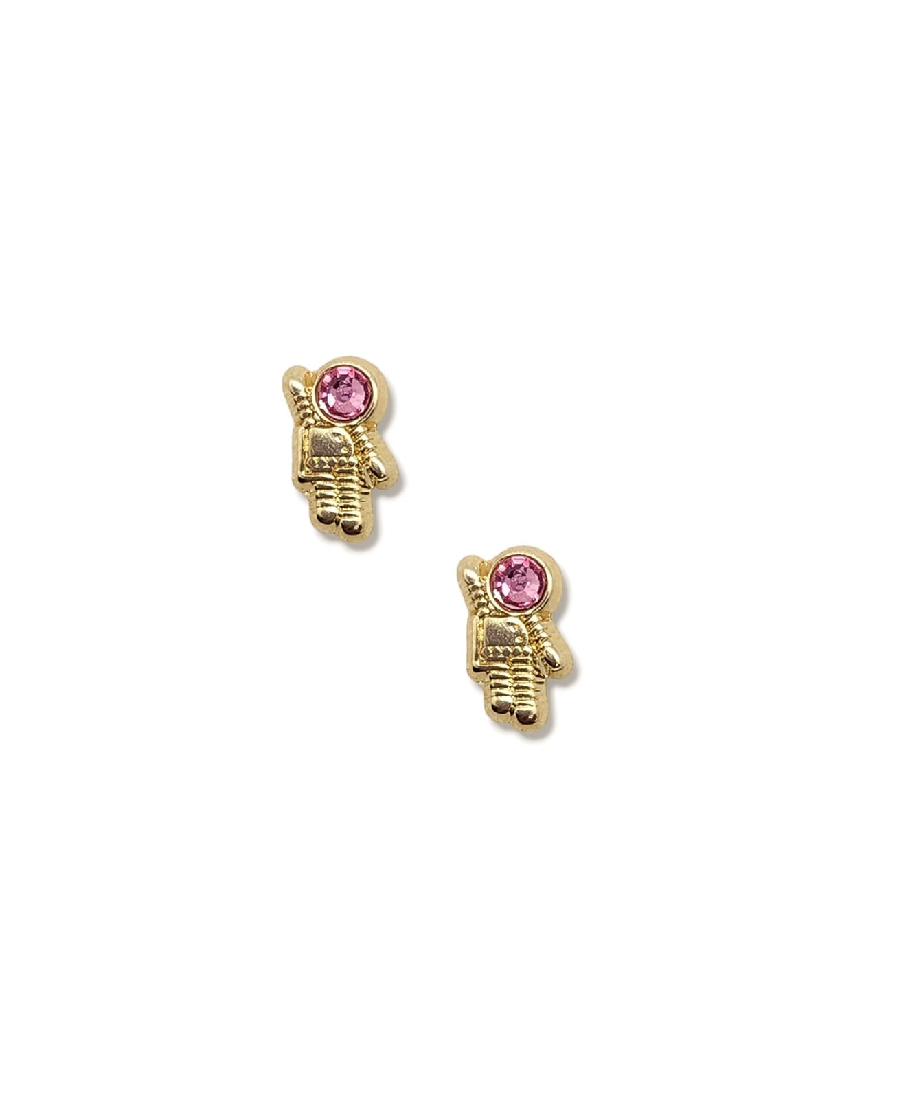 Par o Pieza de Broquel Astronauta Rosa Oro de 10k