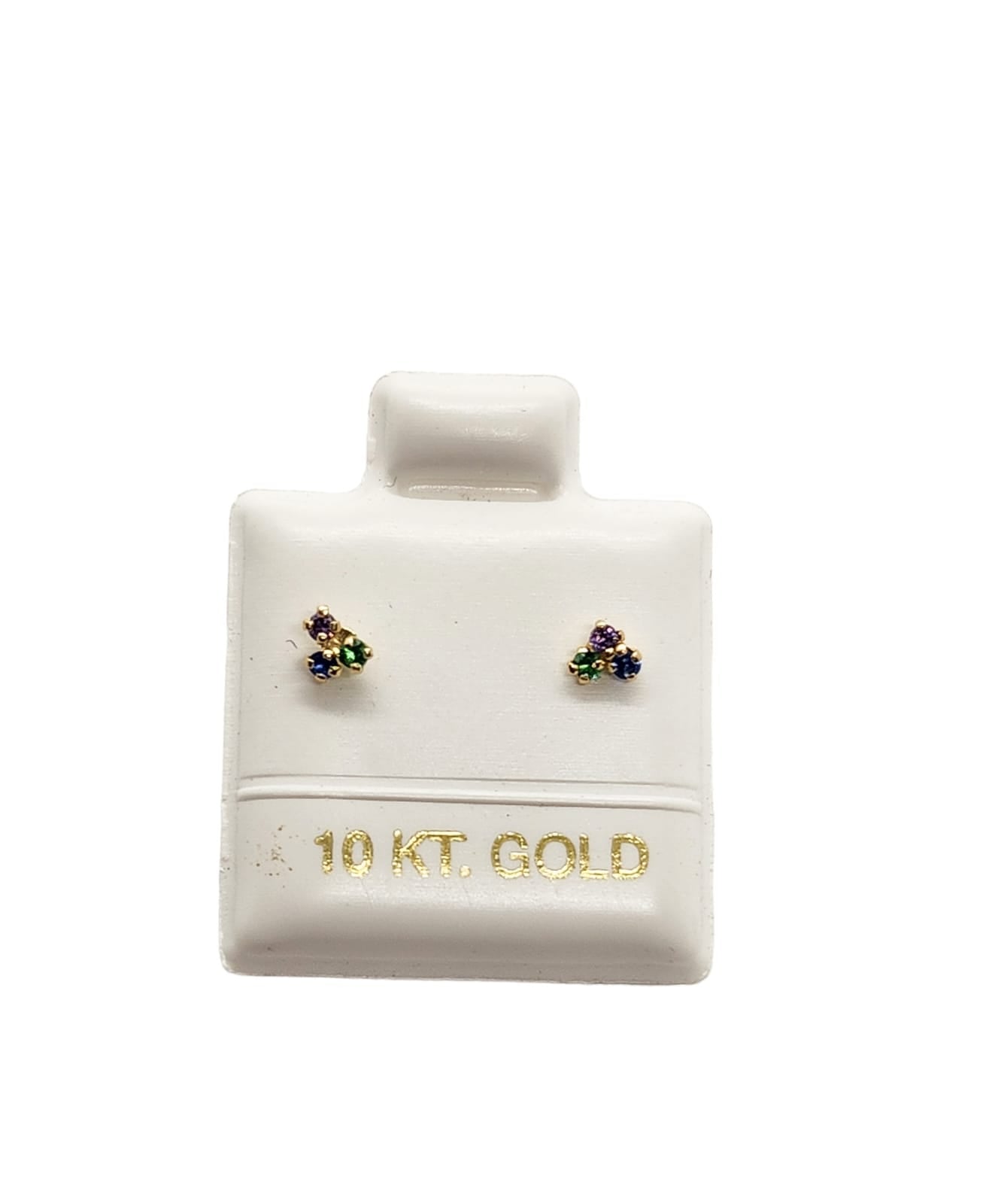 Par de Broquel triple chispita trecillo multicolor oro de 10k DORADO