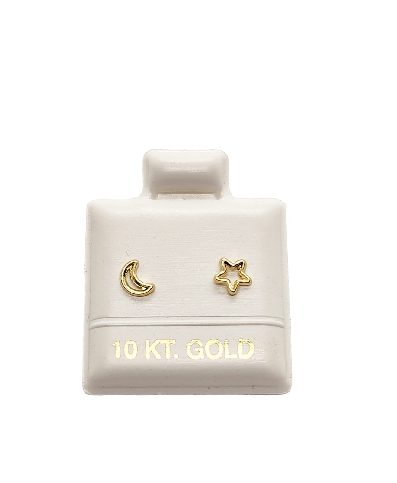 Par de Broquel contorno luna y estrella silueta oro de 10k DORADO