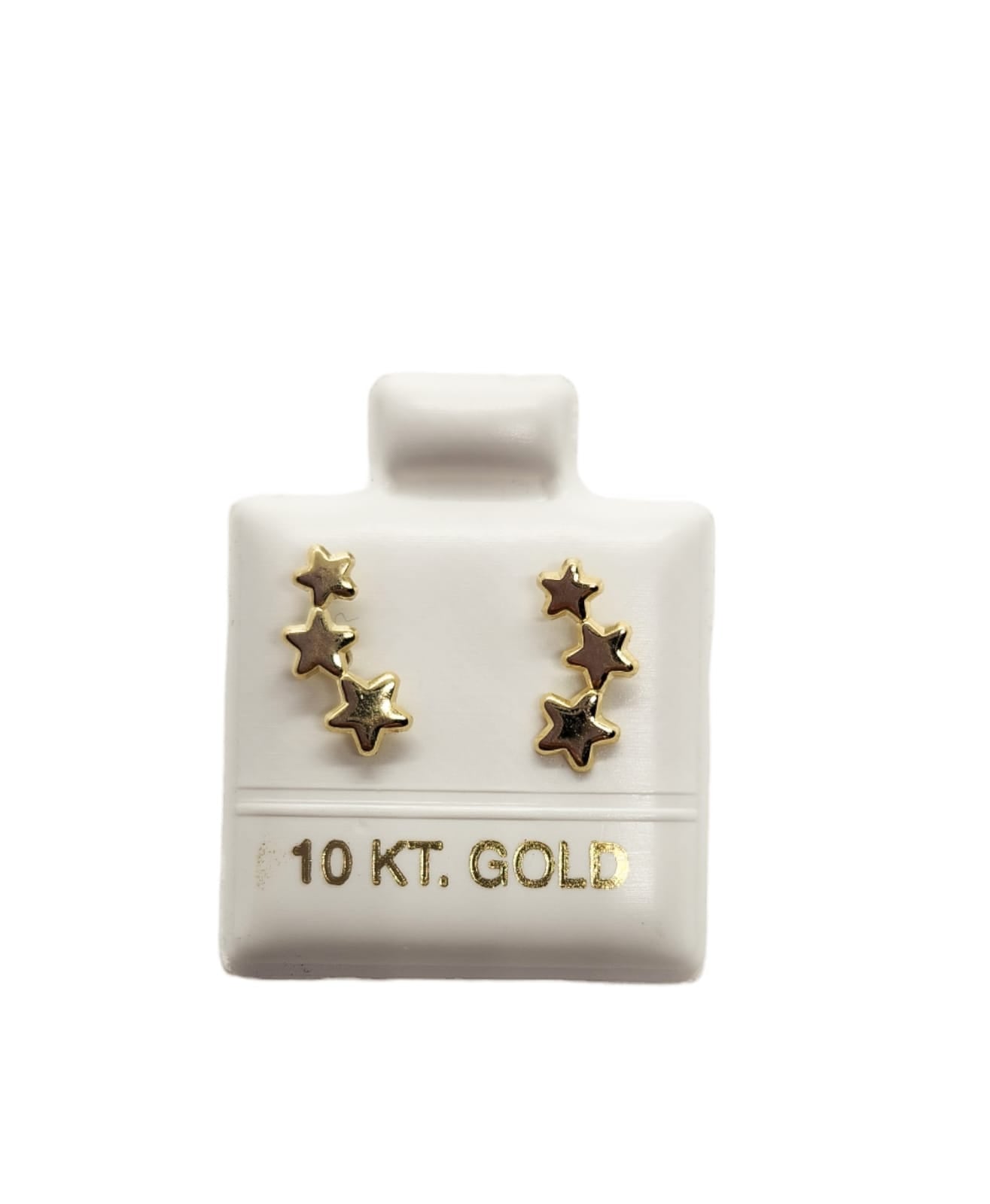 Par o Pieza de Broquel Estrella Triple Oro de 10k DORADO