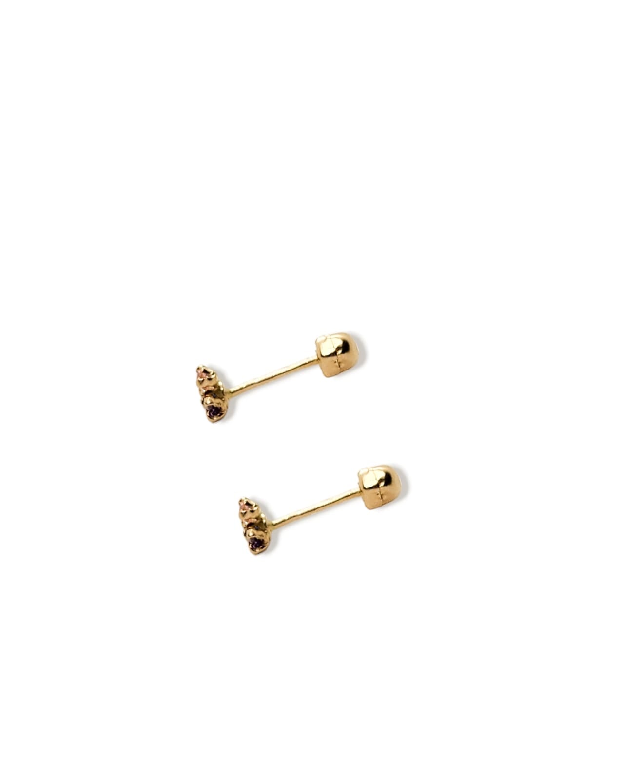 Par de Broquel triple chispita trecillo multicolor oro de 10k DORADO