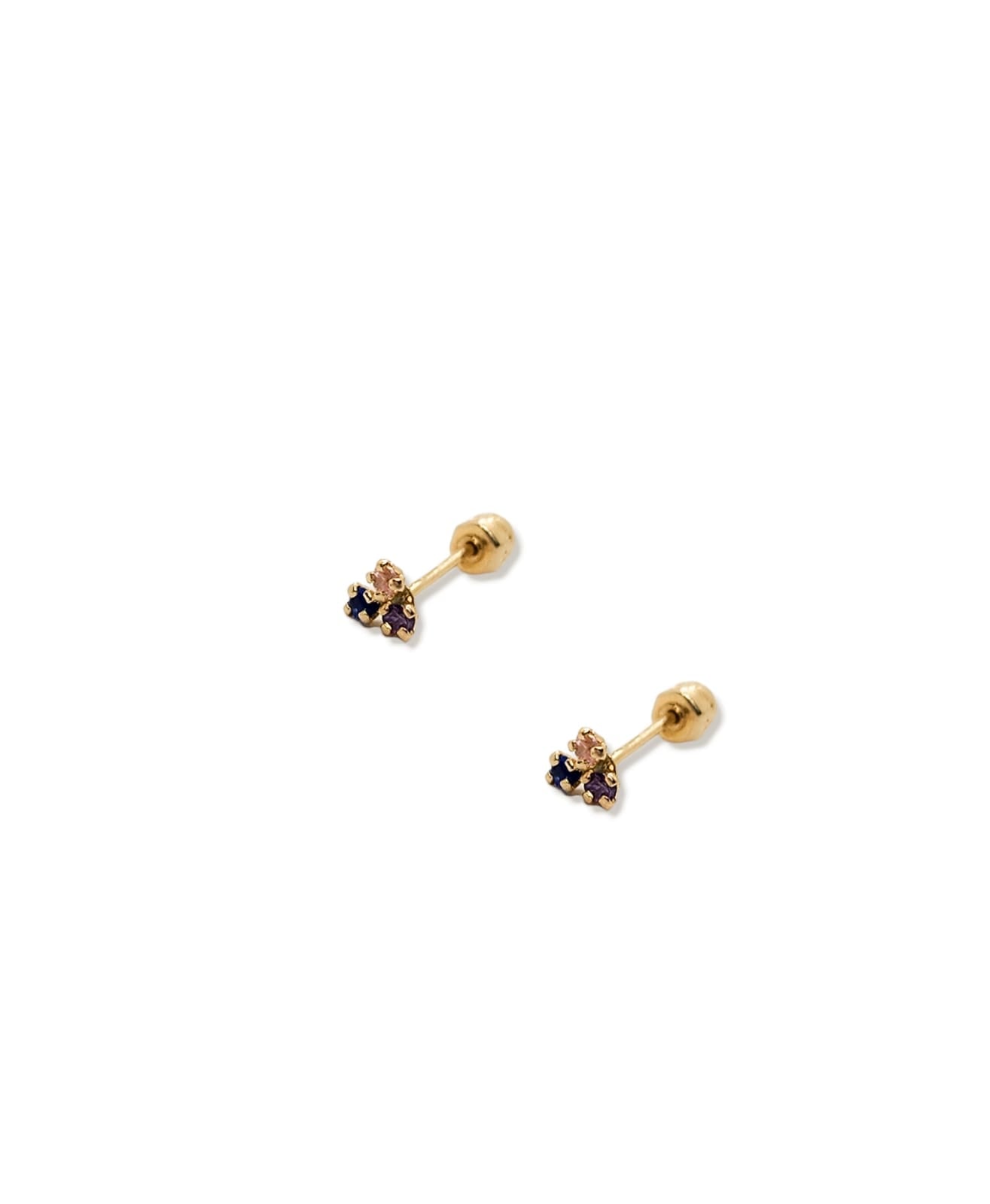 Par de Broquel triple chispita trecillo multicolor oro de 10k DORADO