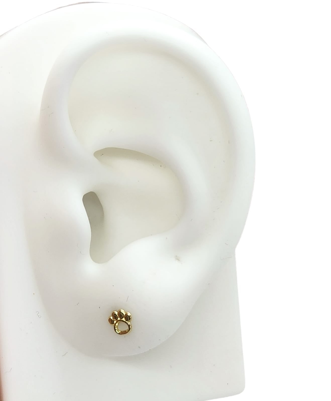 Par o Pieza de Broquel Mini Huella Perrito Silueta Oro de 10k DORADO