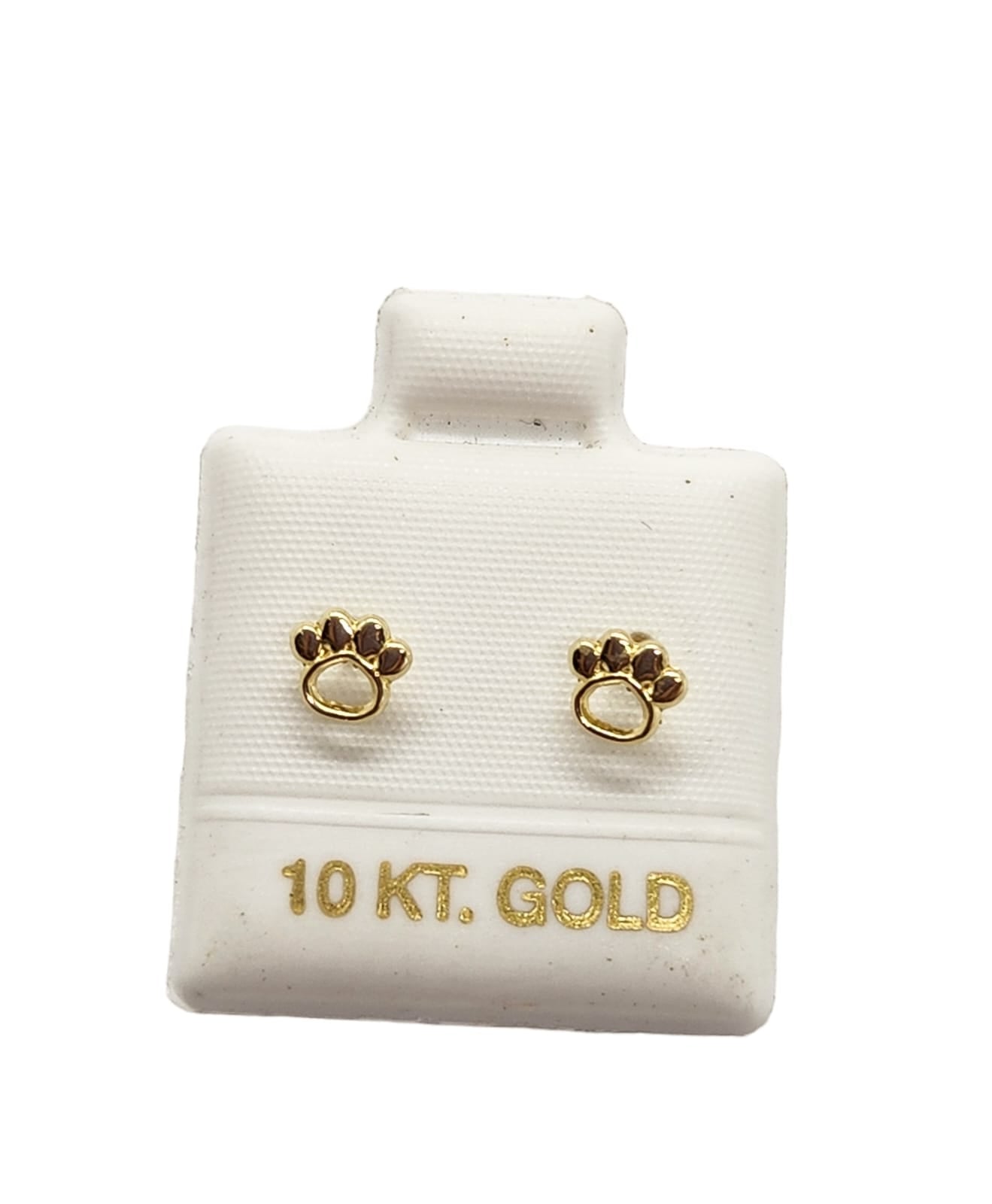 Par o Pieza de Broquel Mini Huella Perrito Silueta Oro de 10k DORADO