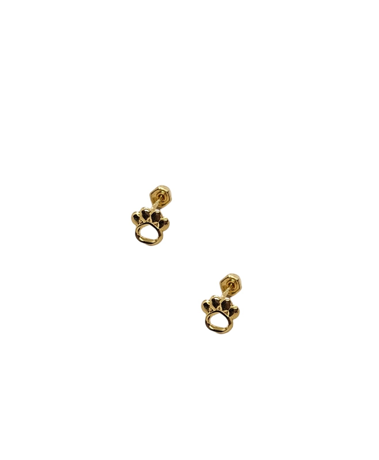 Par o Pieza de Broquel Mini Huella Perrito Silueta Oro de 10k DORADO