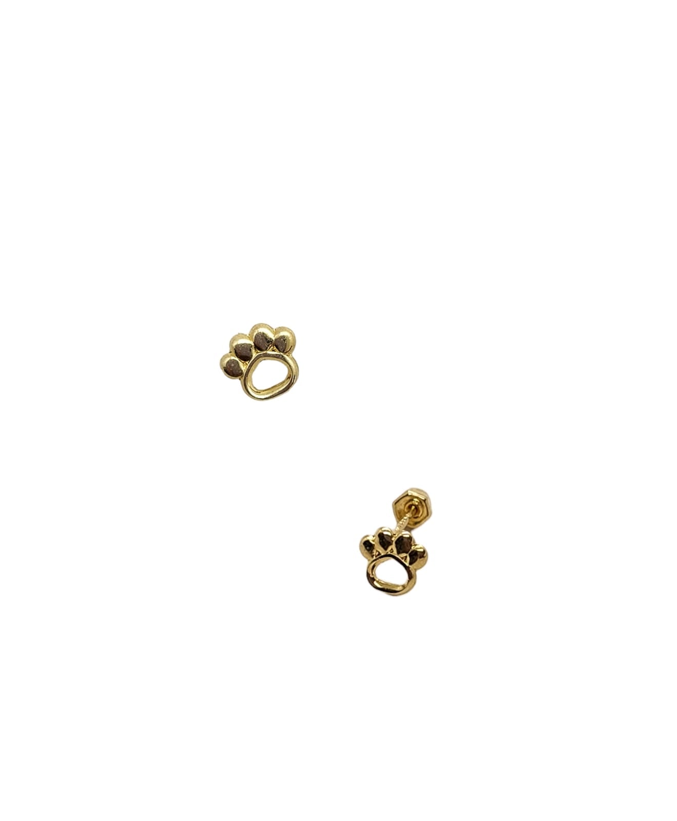 Par o Pieza de Broquel Mini Huella Perrito Silueta Oro de 10k DORADO