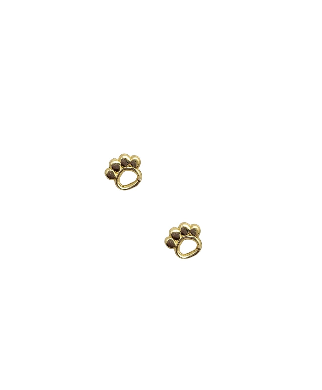 Par o Pieza de Broquel Mini Huella Perrito Silueta Oro de 10k DORADO