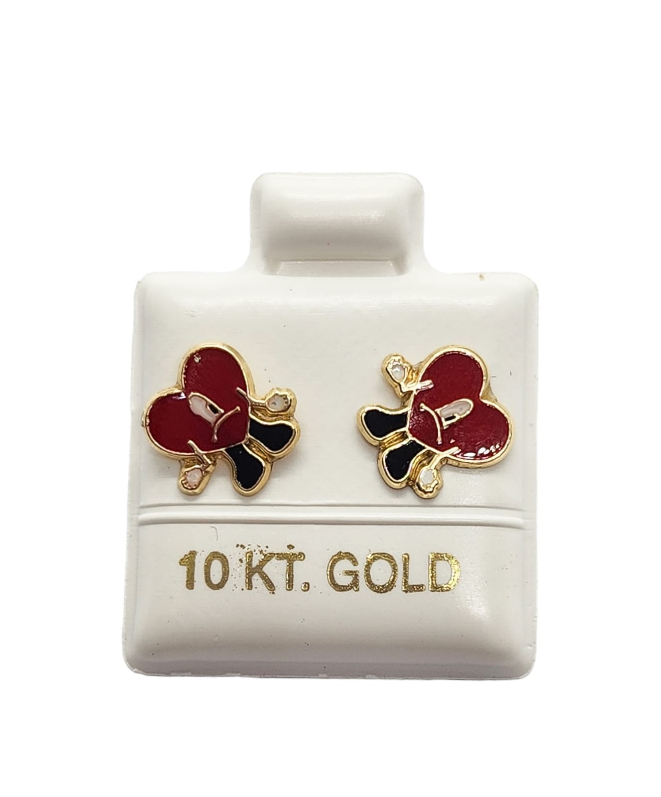 Par o pieza de Broquel corazón triste esmalte oro 10k DORADO