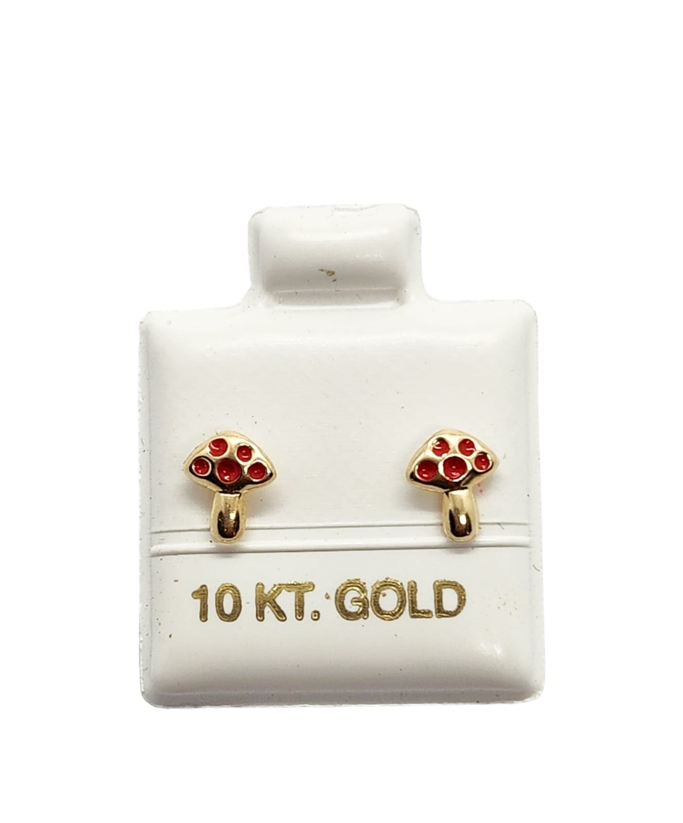 Par de Broquel hongo esmalte (verde, rojo y negro) oro 10k DORADO
