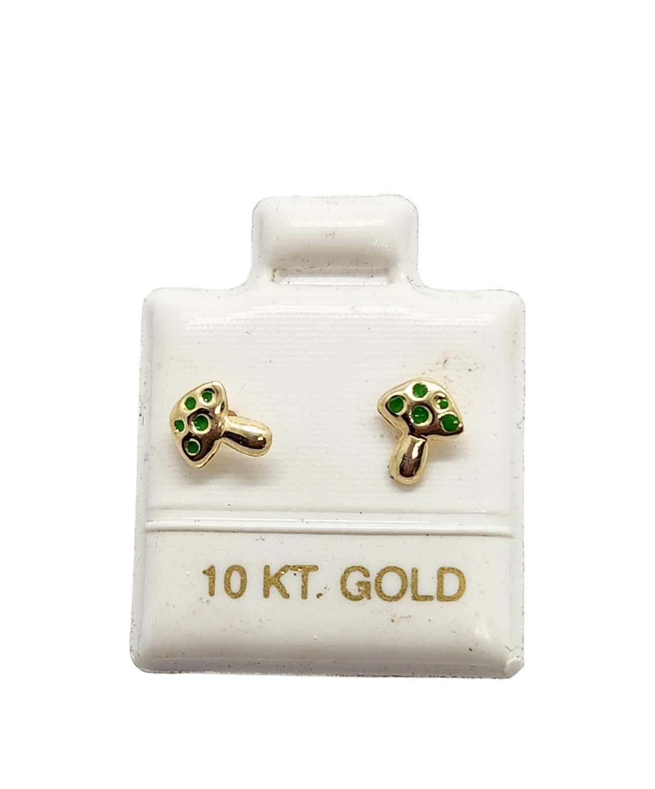 Par de Broquel hongo esmalte (verde, rojo y negro) oro 10k DORADO