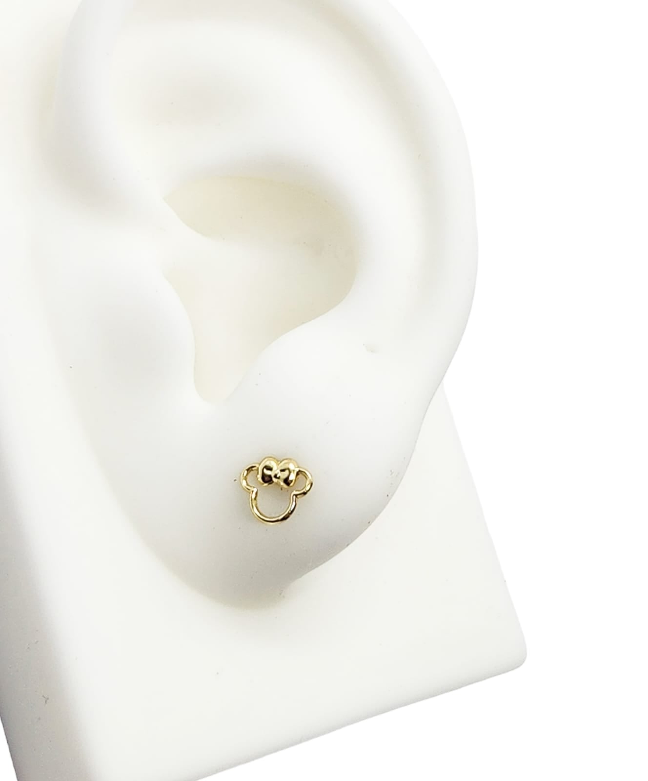 Par de Broquel ratón y ratona contorno oro 10k DORADO