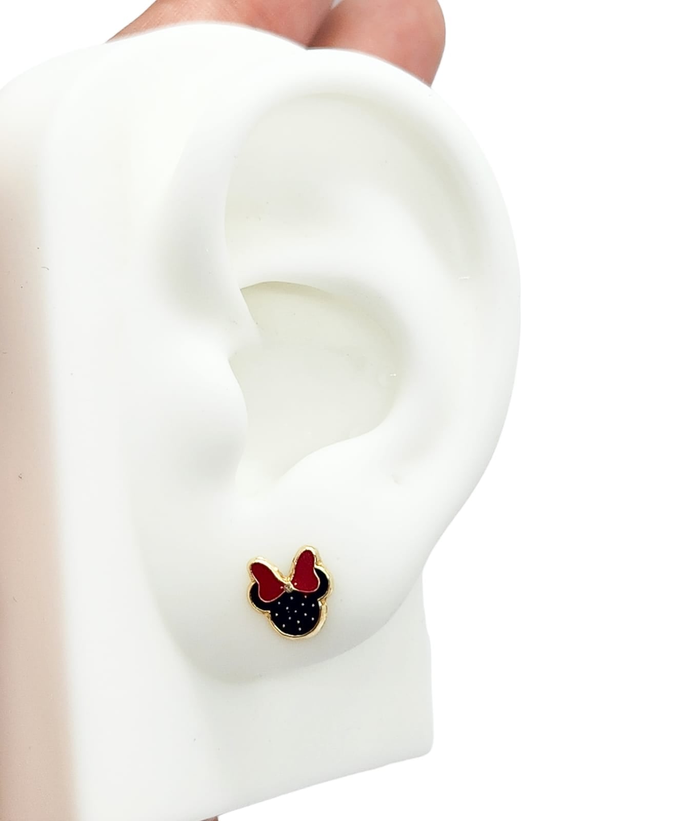 Par de Broquel ratona y ratón esmalte oro 10k DORADO