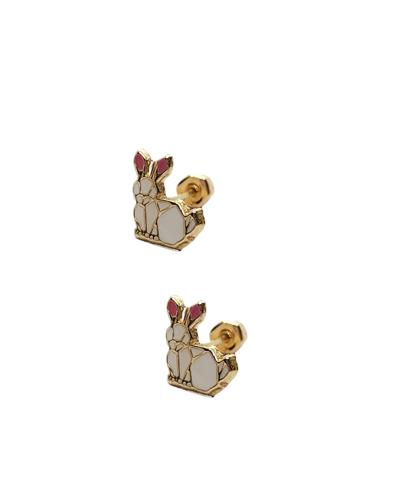 Par o Pieza de Broquel Conejo Esmalte Oro 10k DORADO