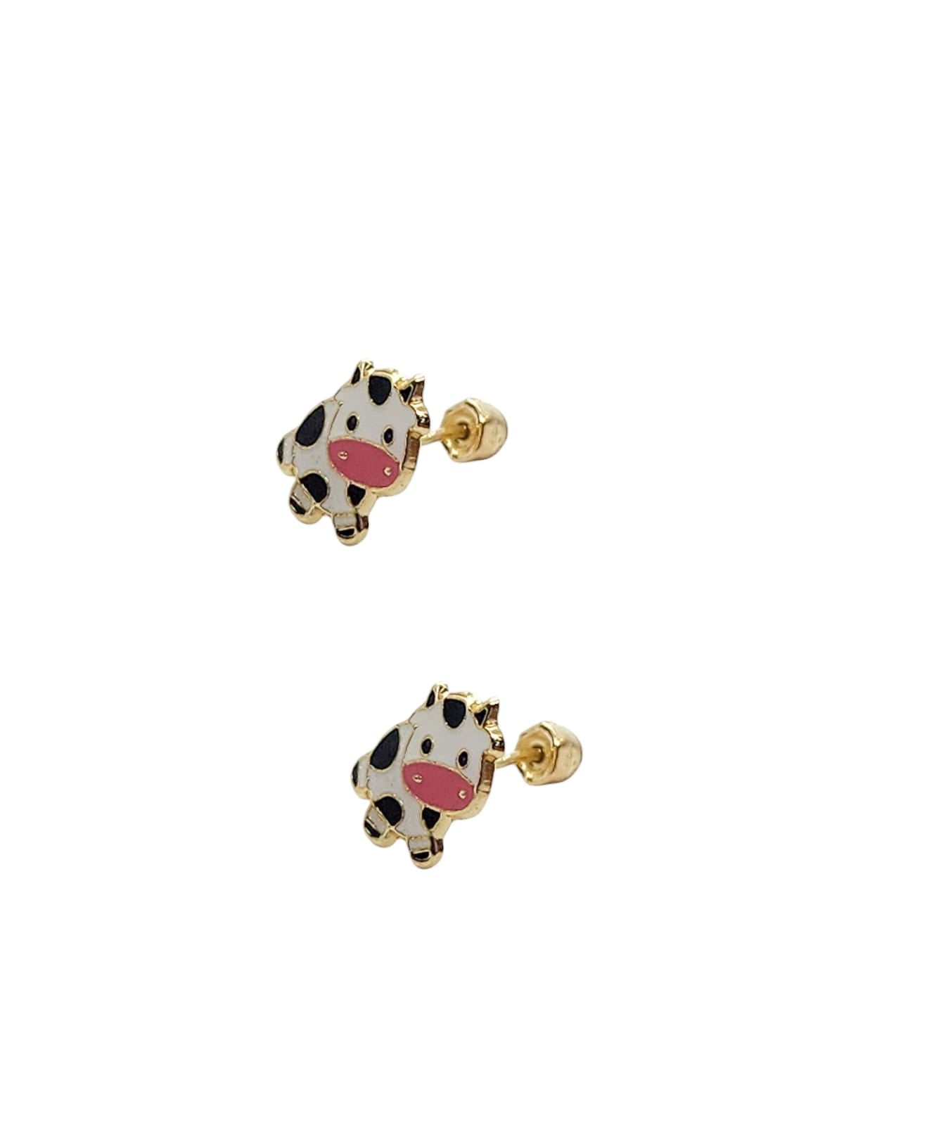 Par de Broquel vaca esmalte oro 10k DORADO