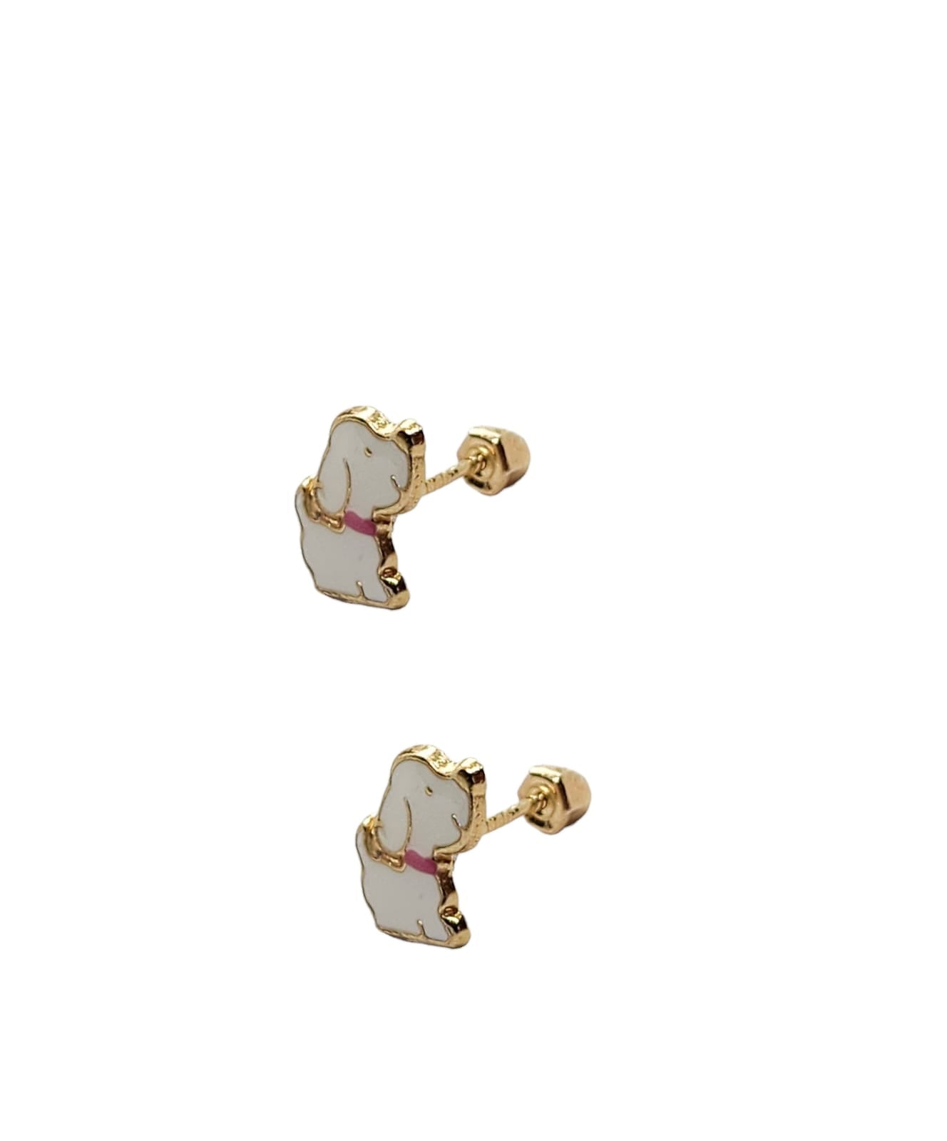 Par o Pieza de Broquel Perrito Esmalte Oro 10k DORADO