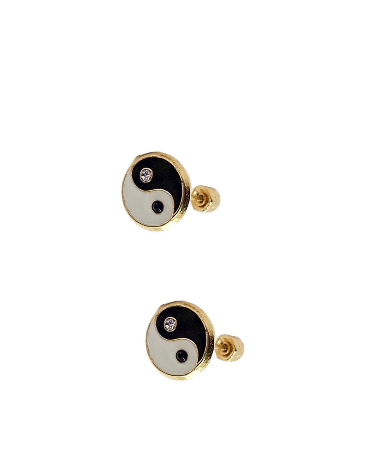 Par de Broquel yinyan esmalte oro 10k DORADO