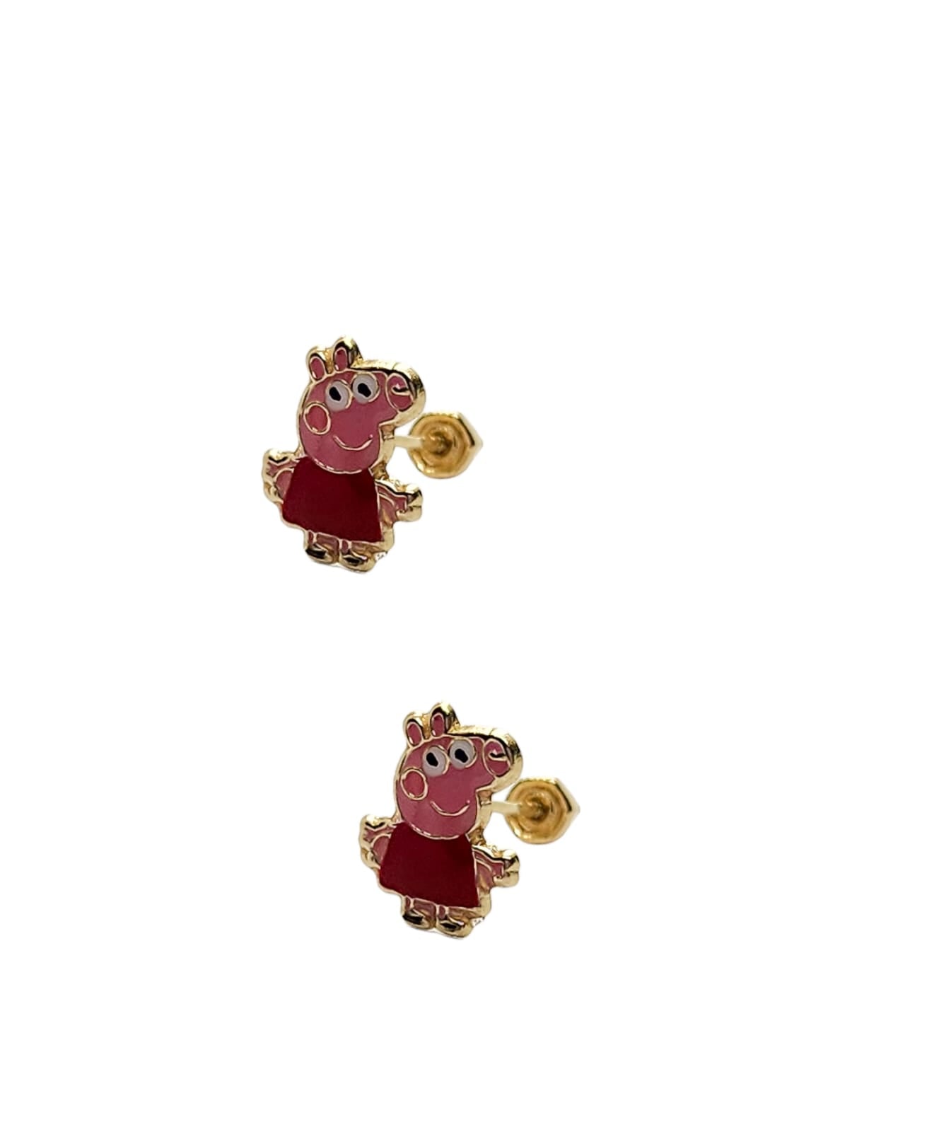 Par de broquel puerquita Peppa esmalte oro 10k DORADO
