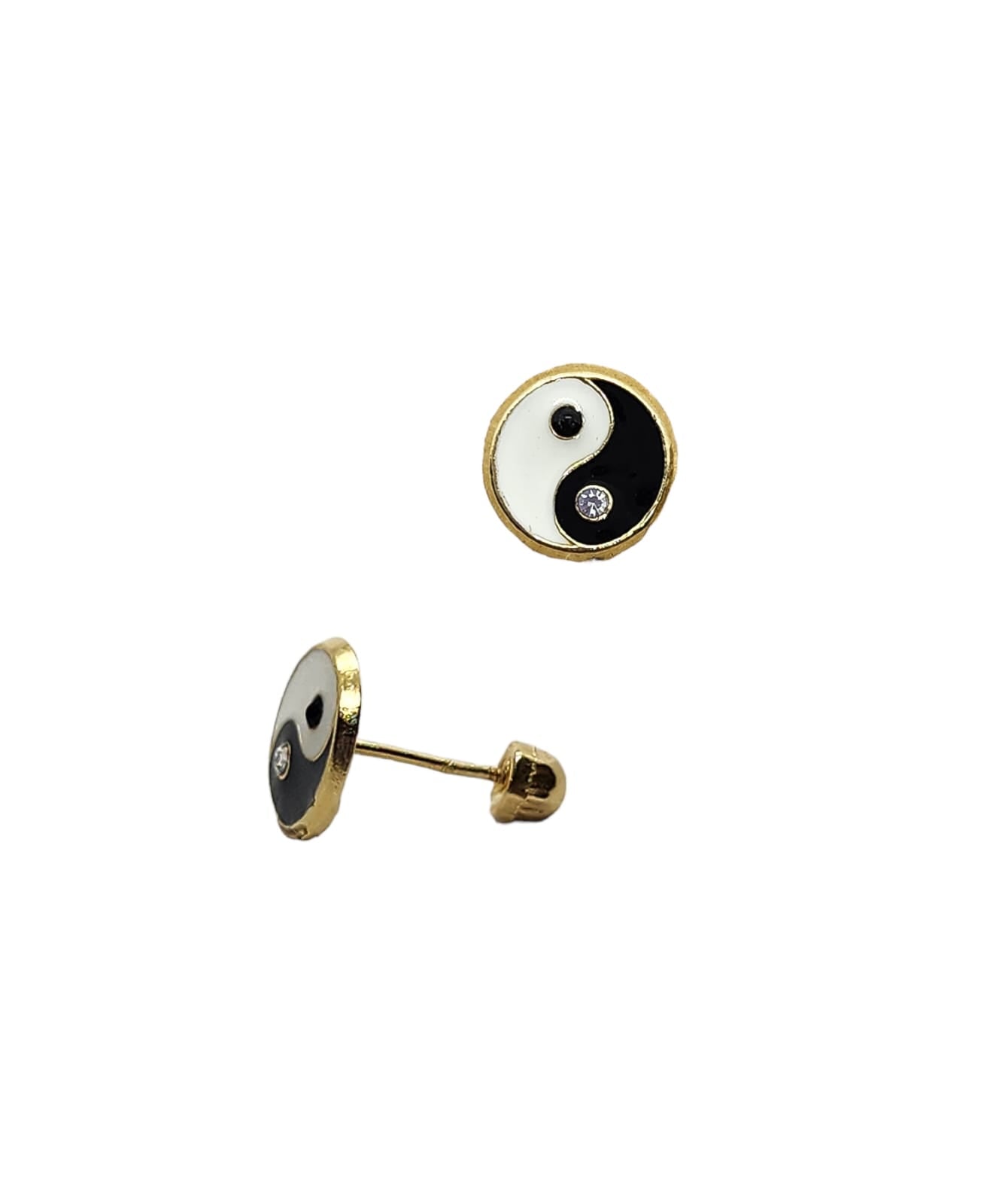 Par de Broquel yinyan esmalte oro 10k DORADO