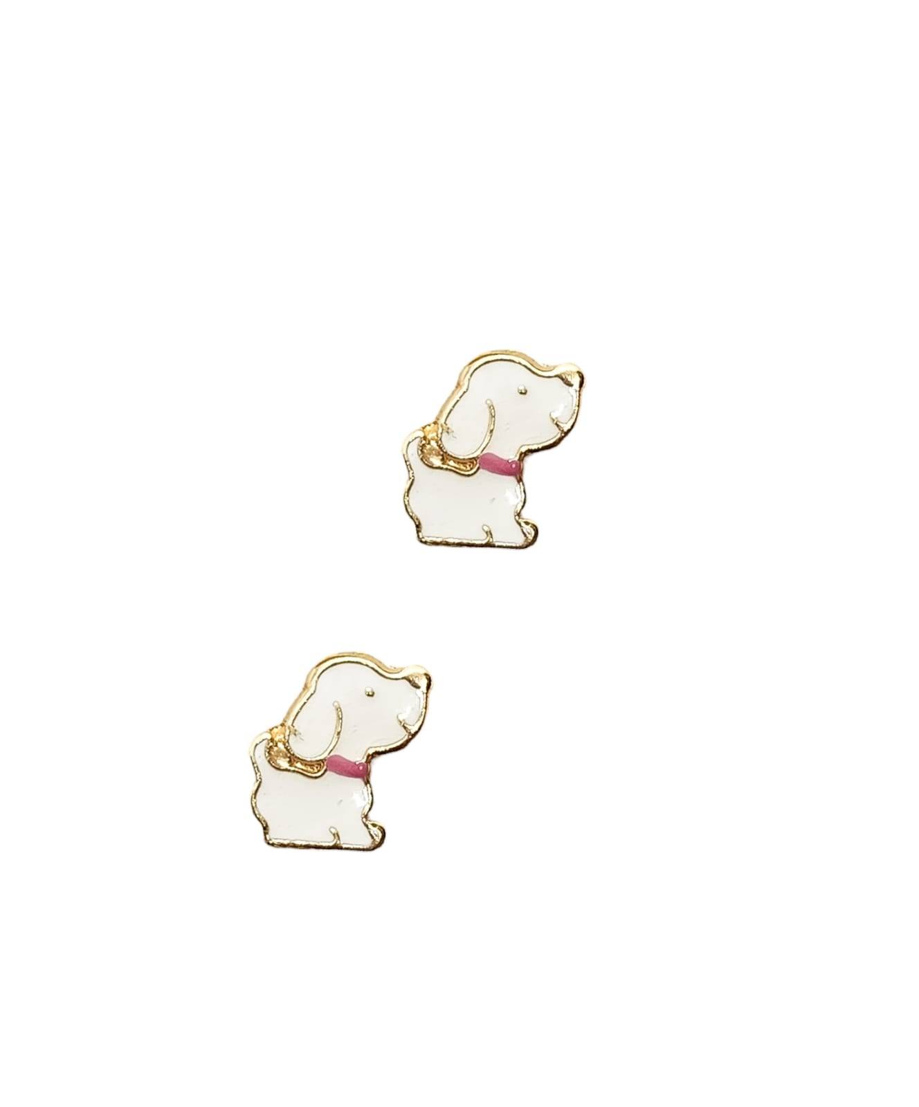 Par o Pieza de Broquel Perrito Esmalte Oro 10k DORADO