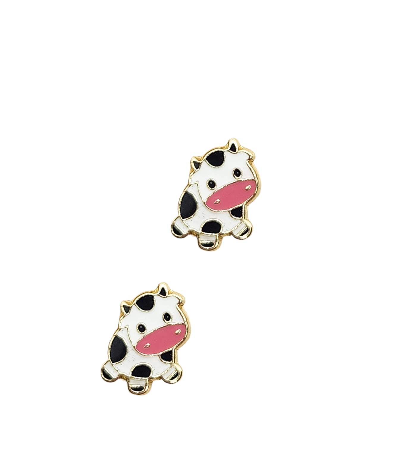 Par de Broquel vaca esmalte oro 10k DORADO