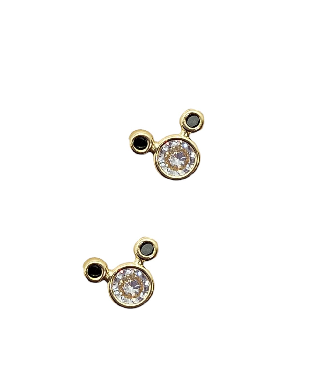 Par de Broquel figura ratón bisel con piedras oro 10k DORADO