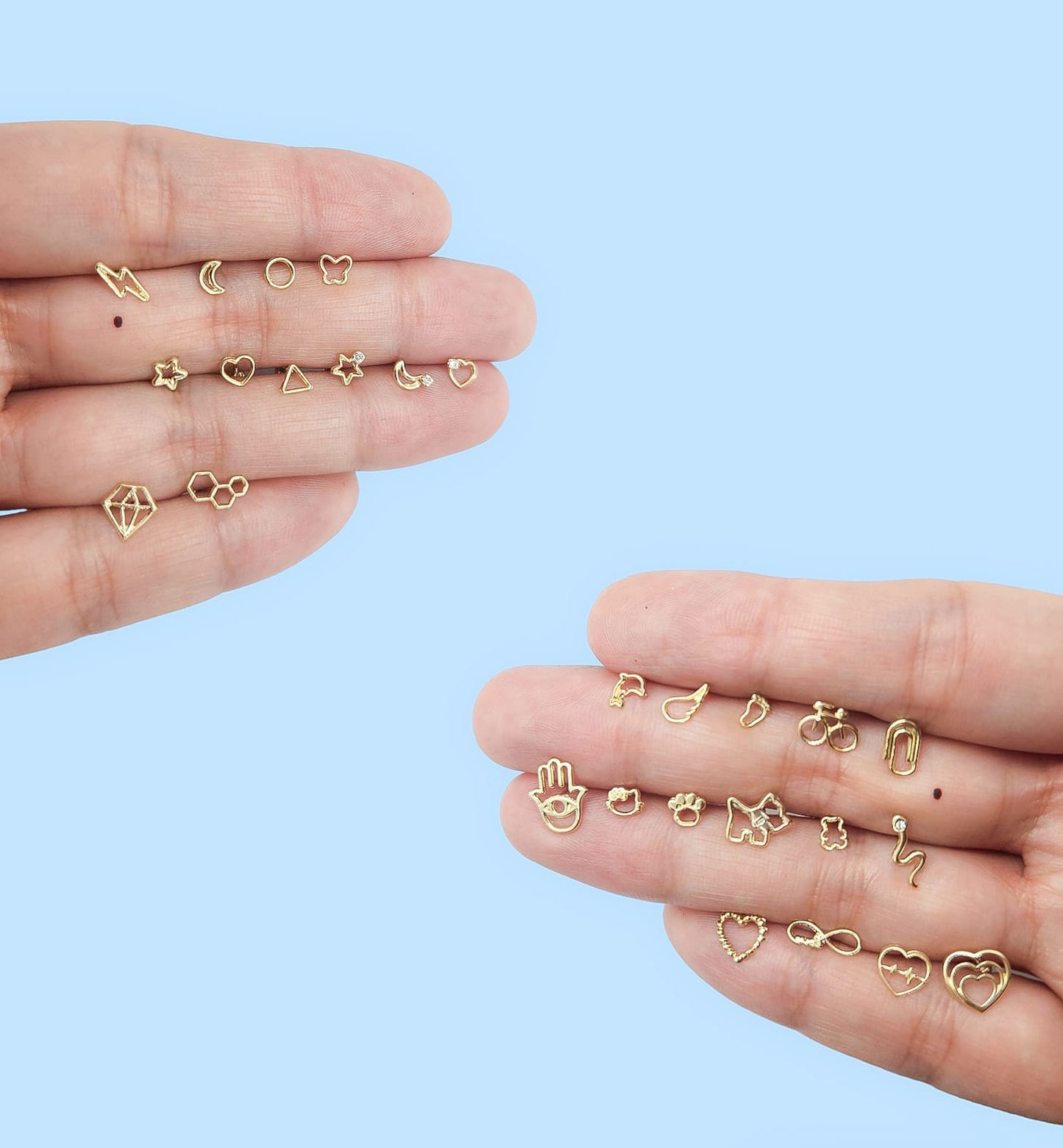 Par de Broquel corazón silueta oro 10k DORADO