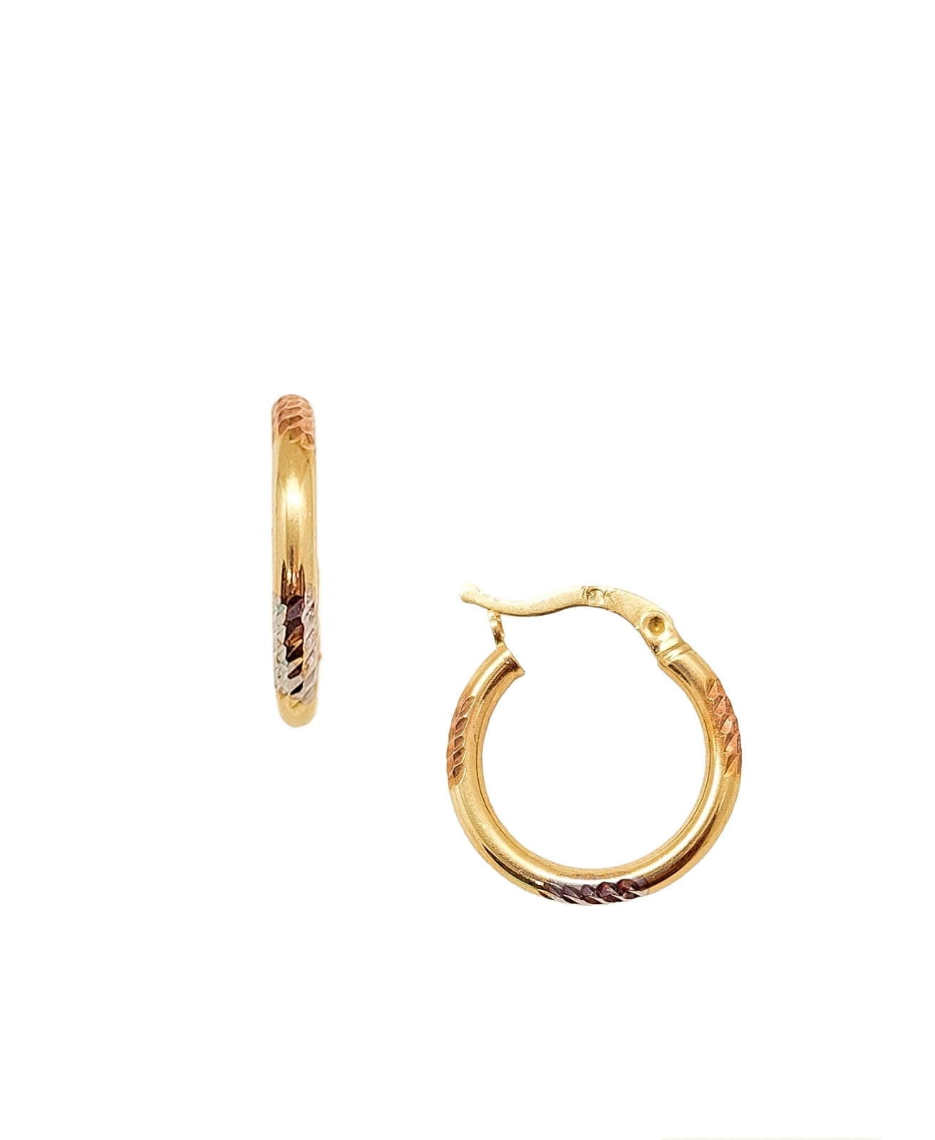 Arracadas 3 oros básicas facetadas CHICAS