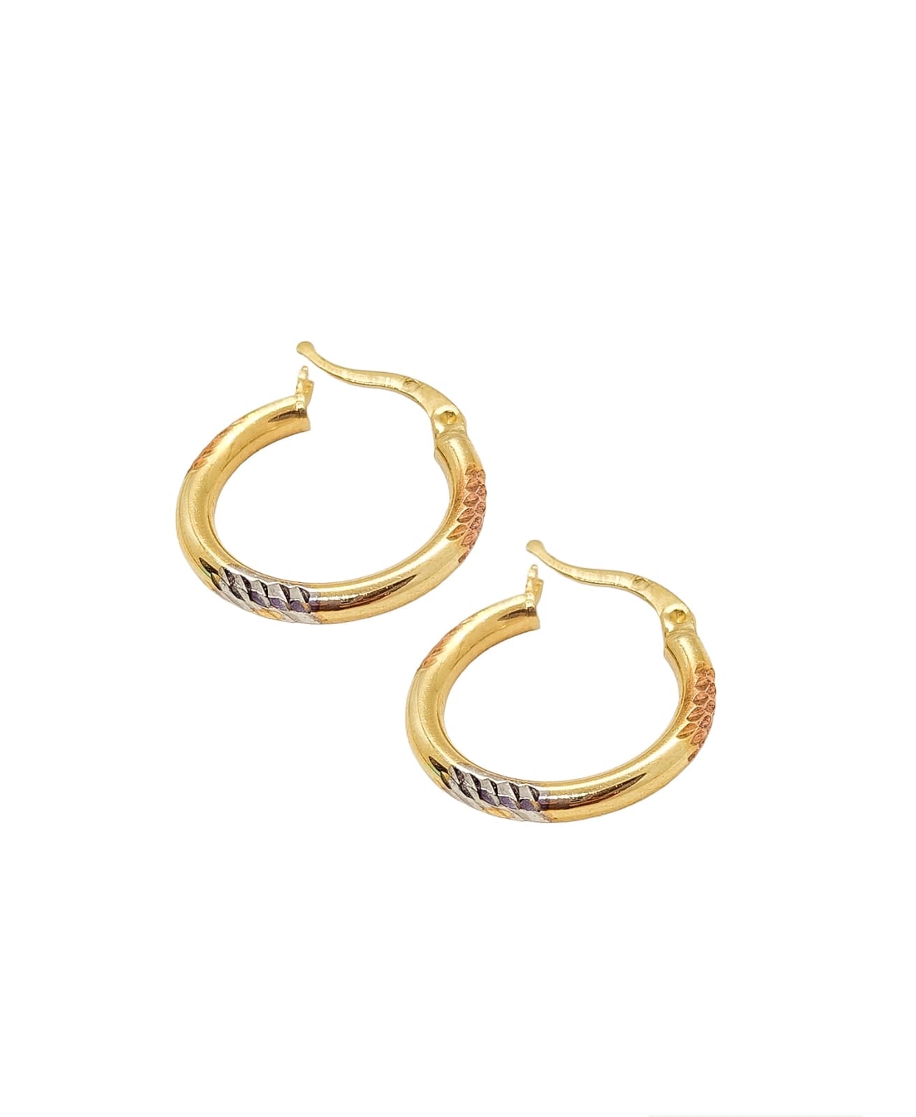 Arracadas 3 oros básicas facetadas CHICAS