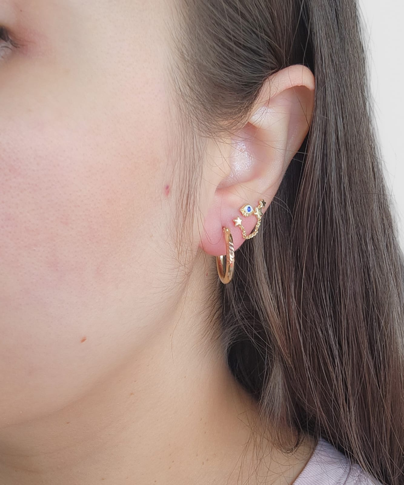 Arracadas 3 oros básicas facetadas CHICAS