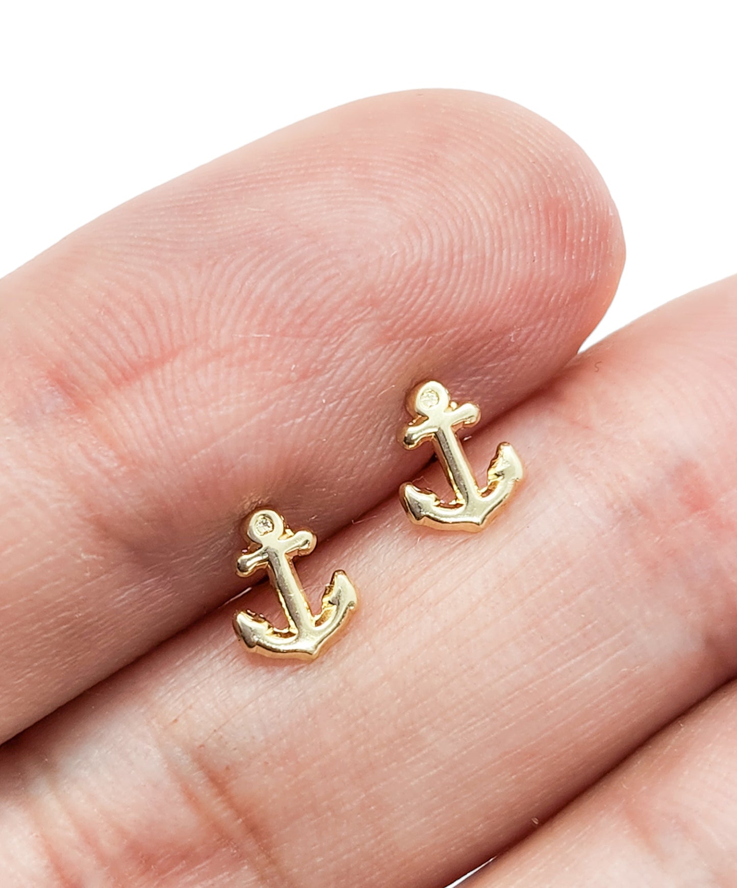 Par o Pieza de Broquel Ancla oro 10k DORADO