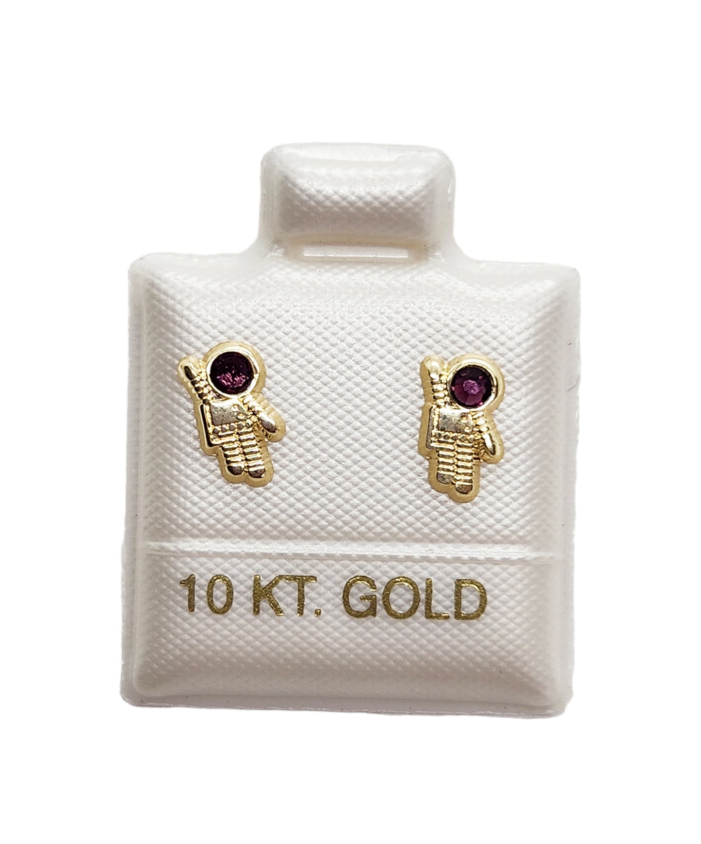 Par o Pieza de Broquel Astronauta Morado Oro de 10k