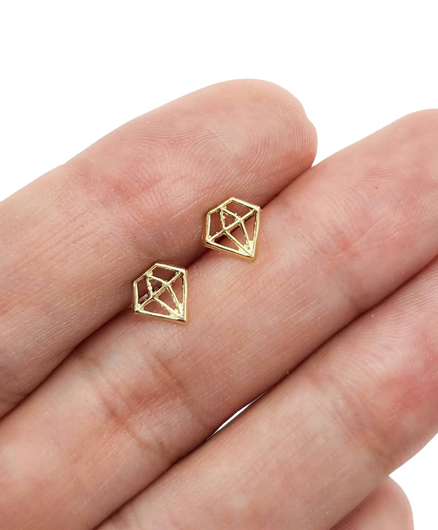 Par de Broquel diamante silueta contorno oro 10k DORADO