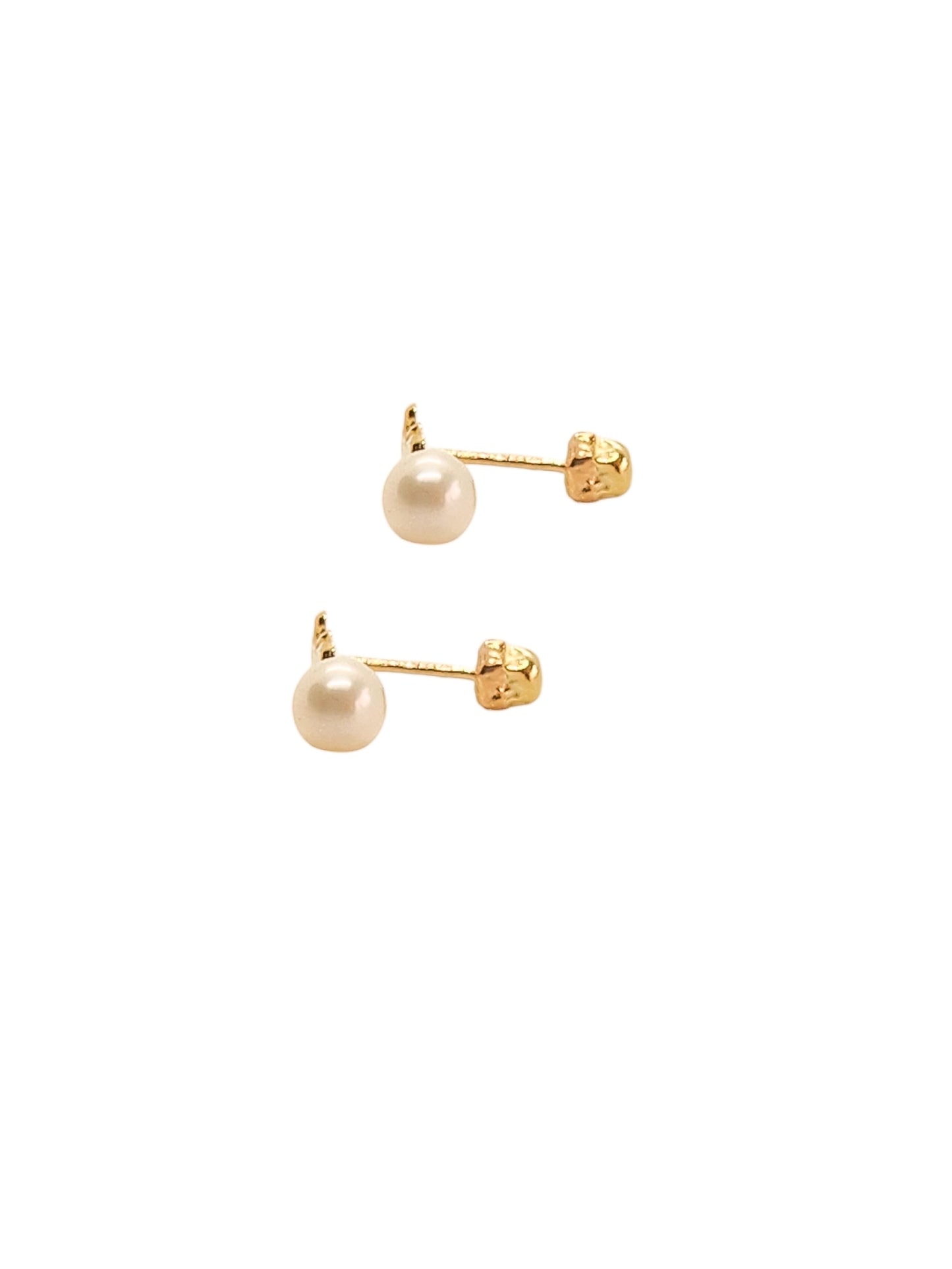 Par o Pieza de Broquel Osito y Perla Natural Oro 10k DORADO