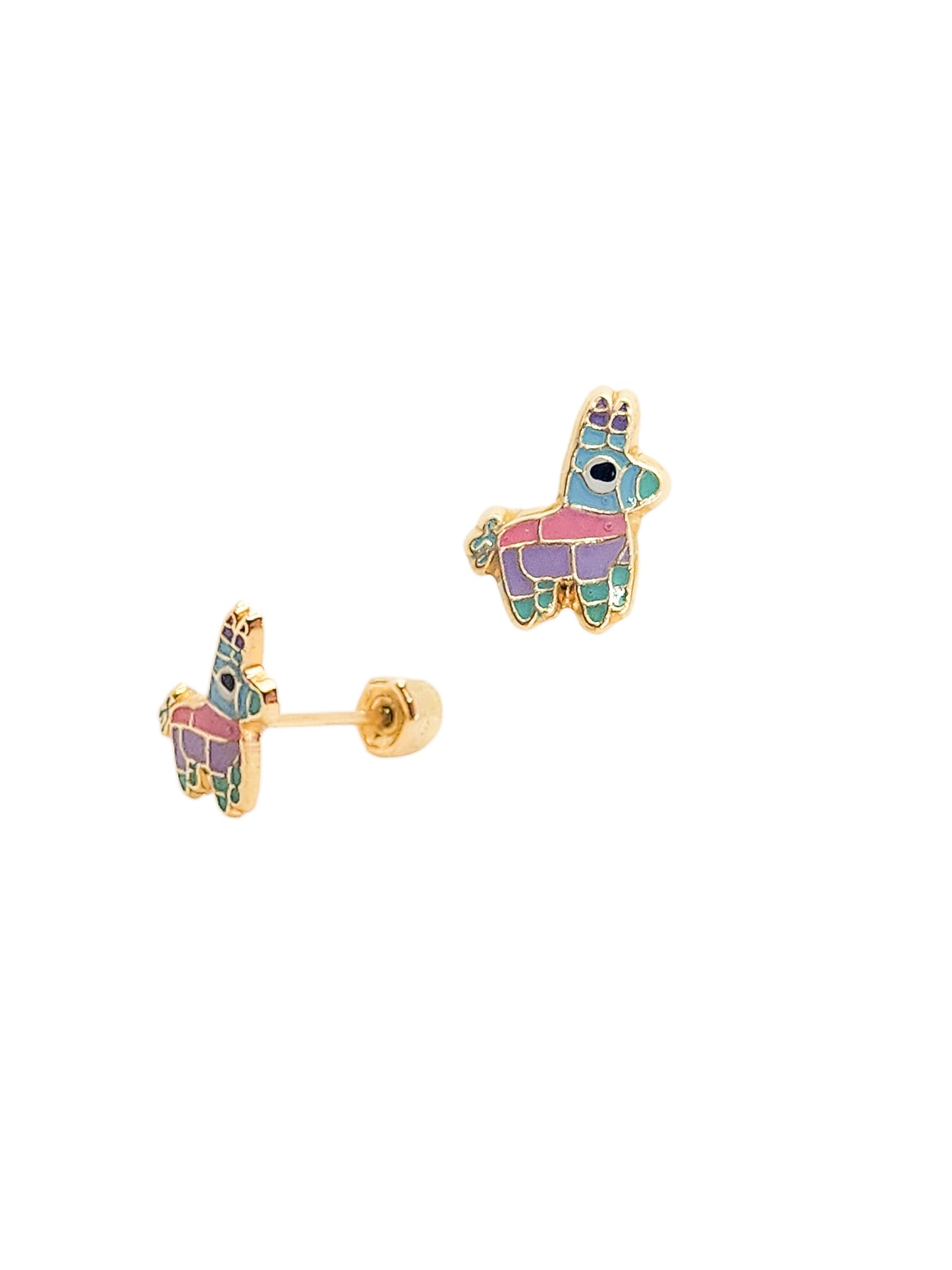 Par o Pieza de Broquel Piñata Mexicana Esmalte Oro 10k DORADO