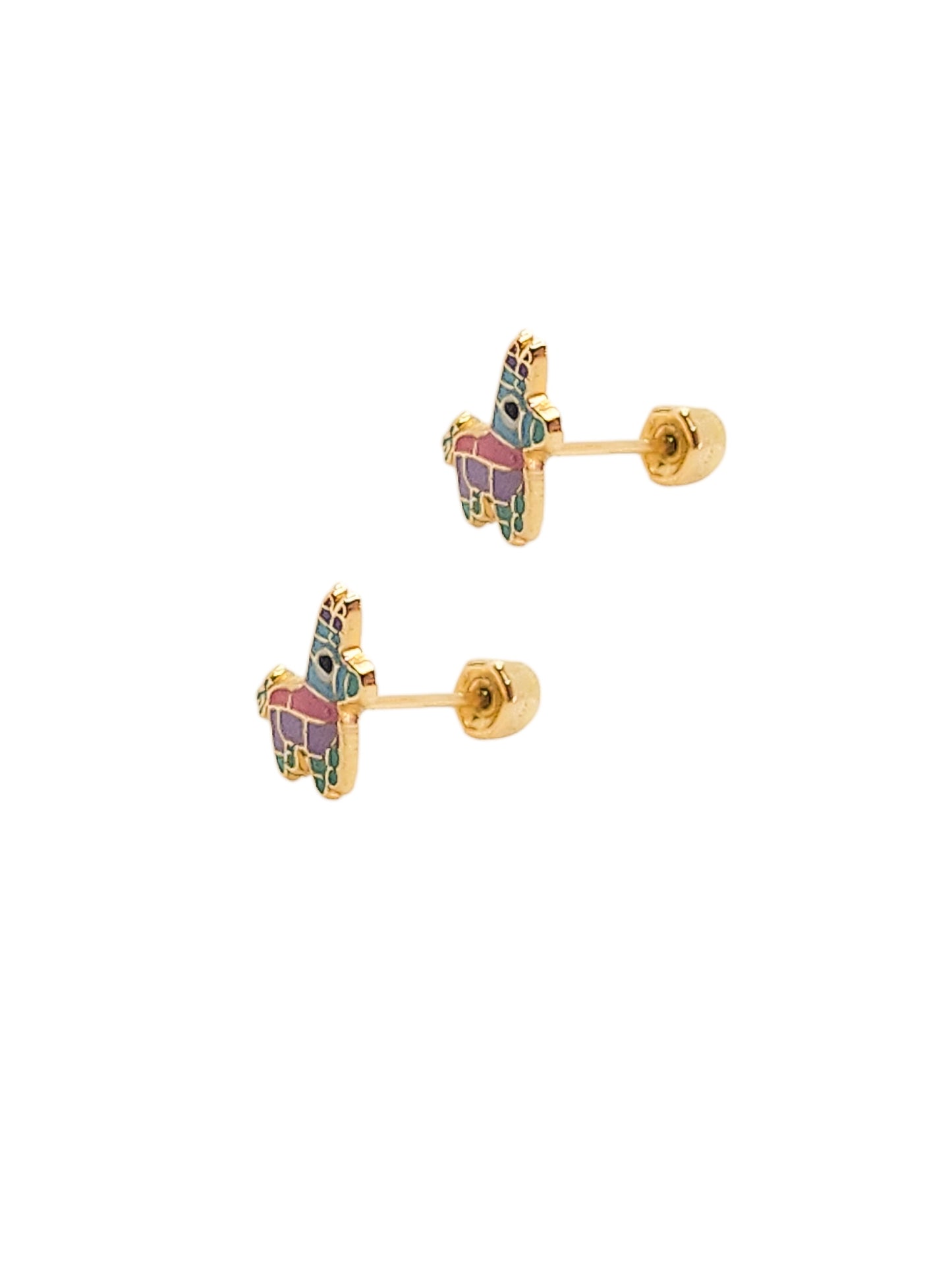 Par o Pieza de Broquel Piñata Mexicana Esmalte Oro 10k DORADO