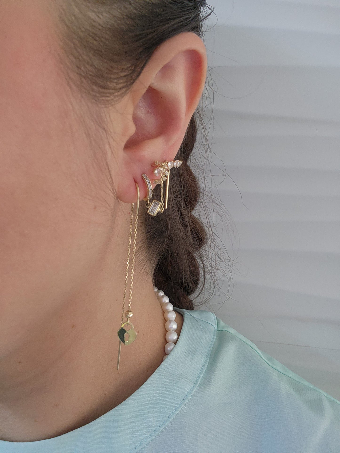 Par de arete colgante corazón liso y candado oro 10k DORADO