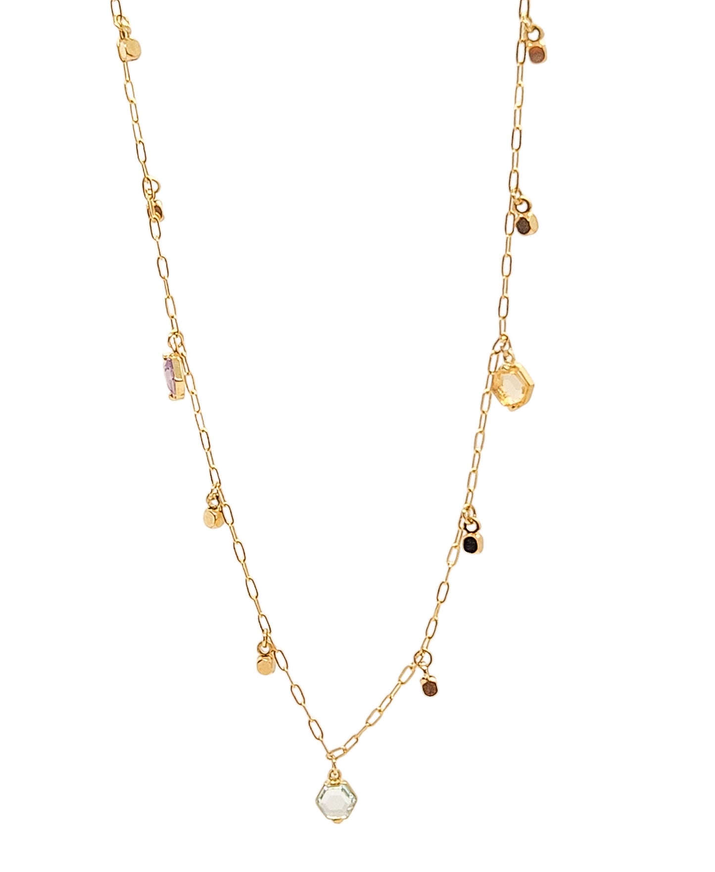 Gargantilla con Colgantes Piedras de Colores y Circonias oro 10k
