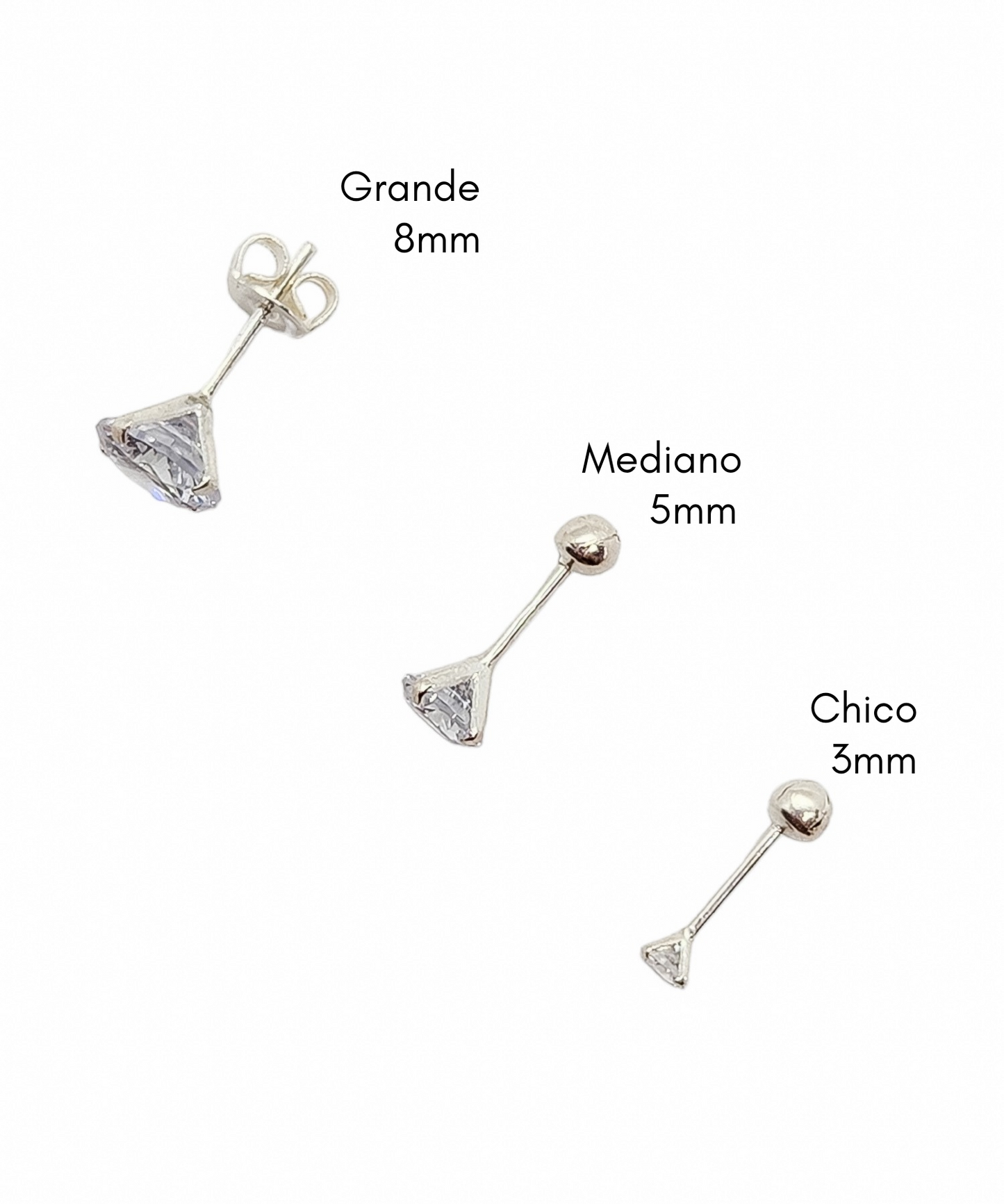 Par de Broquel básico circonia piedra blanca